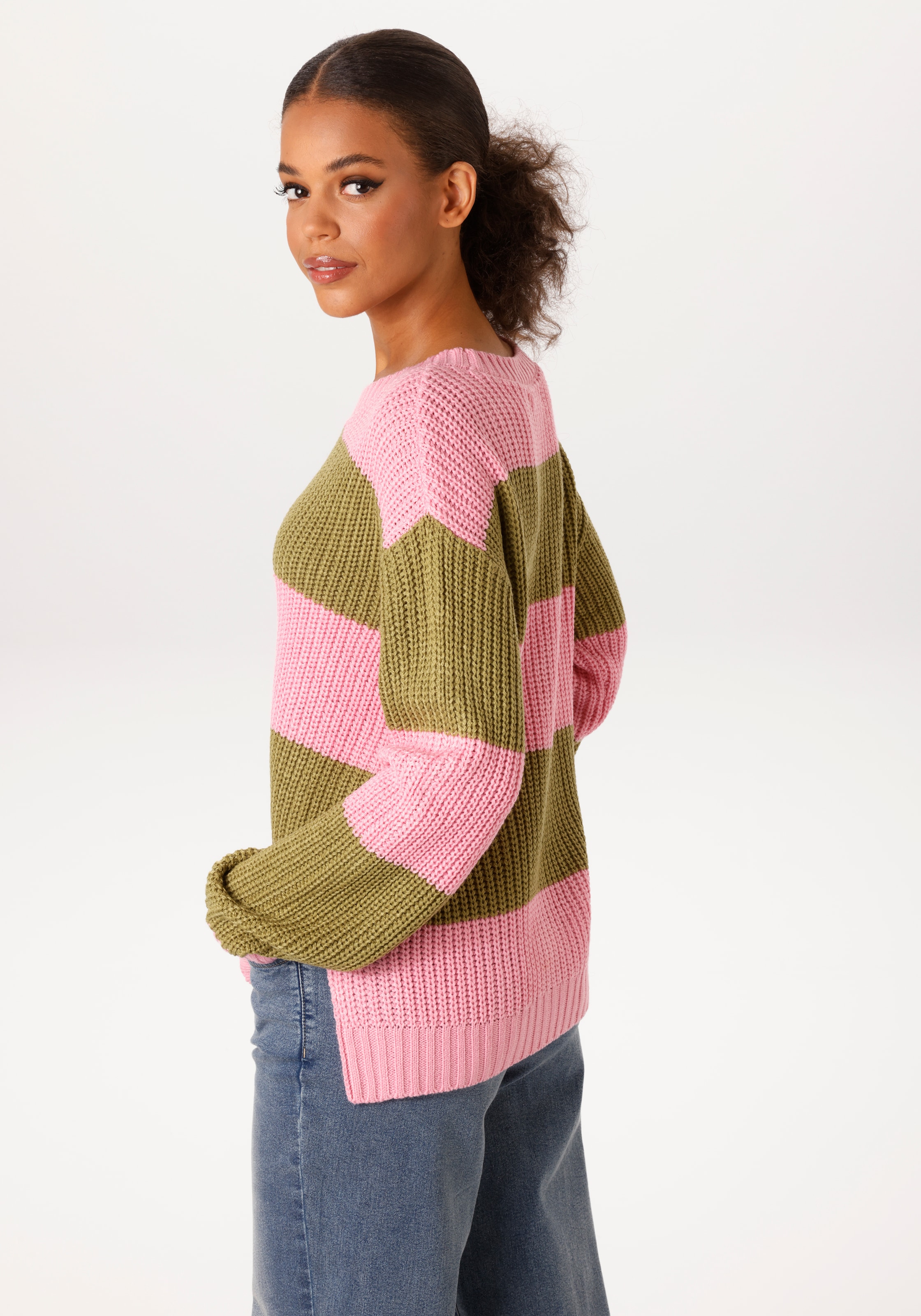 Aniston CASUAL Strickpullover im Colorblocking mit breiten Streifen