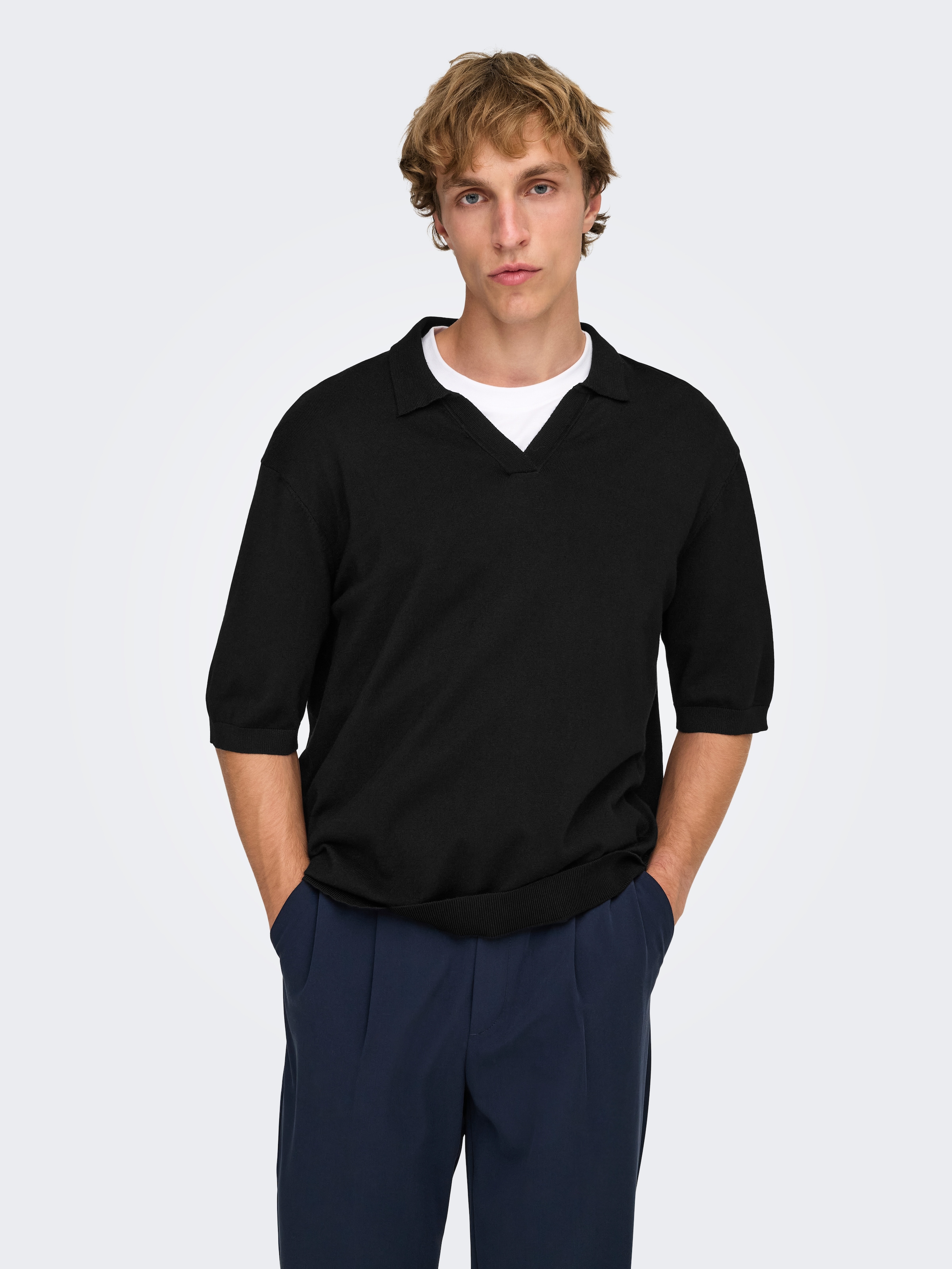 ONLY & SONS Polokragenpullover "ONSWYLER LIFE RLX 12 SS SPLIT KNIT NOOS" günstig online kaufen