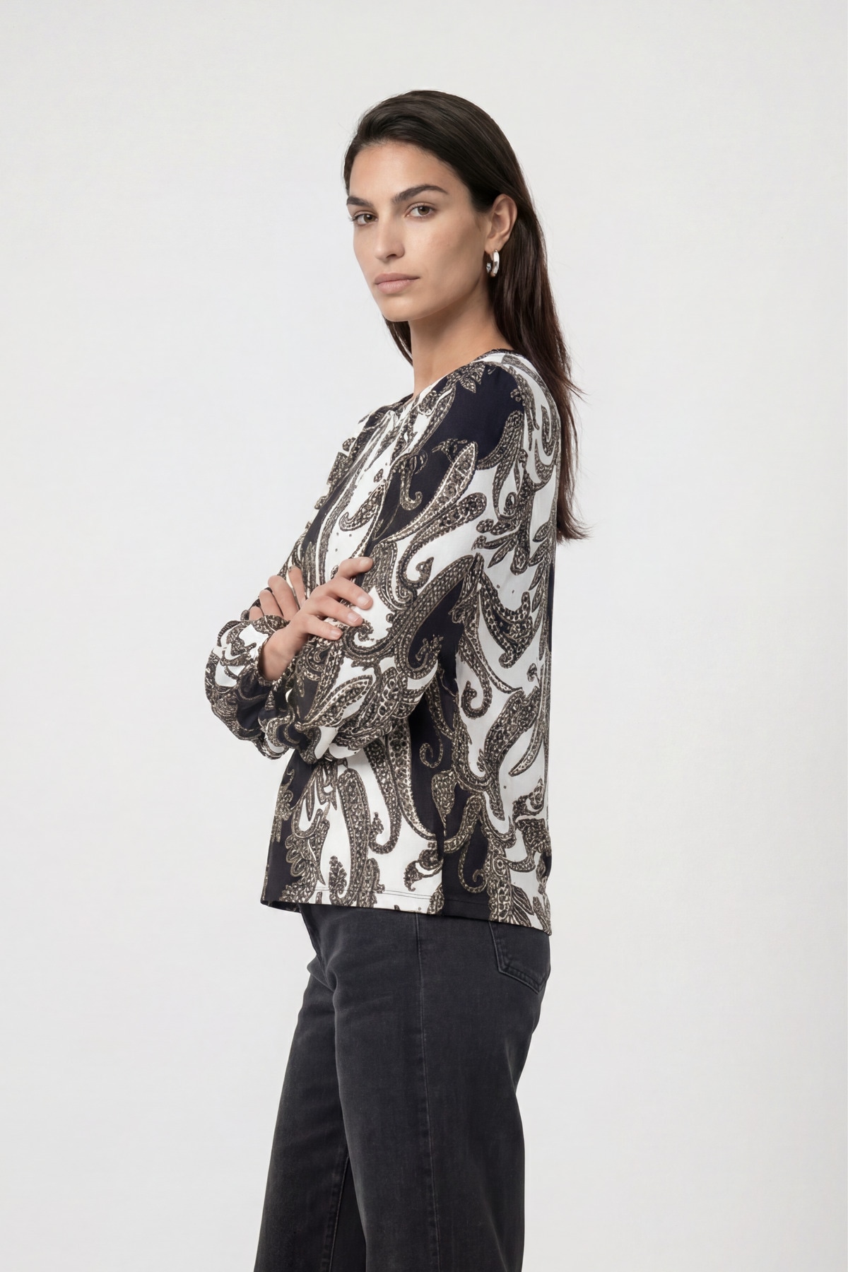 Monari Langarmshirt »Shirt Paisley allover« Regular fit mit Paisleymuster