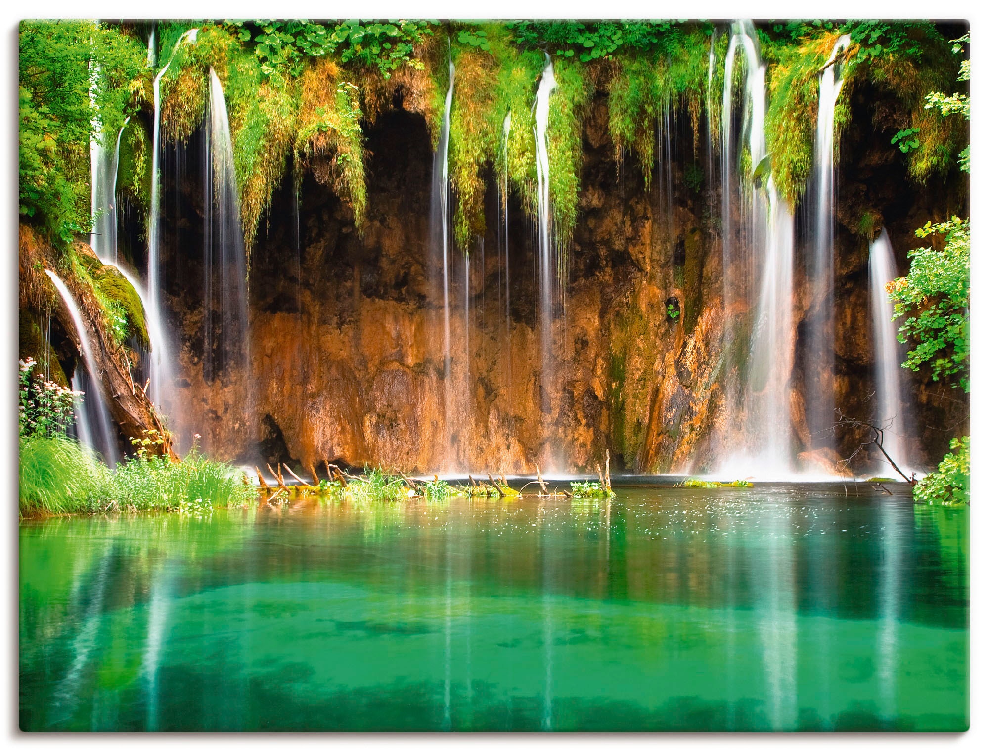 Artland Wandbild »Schöner Wasserfall im Wald«, Gewässer, (1 St.), als Leinwandbild, Poster in verschied. Größen