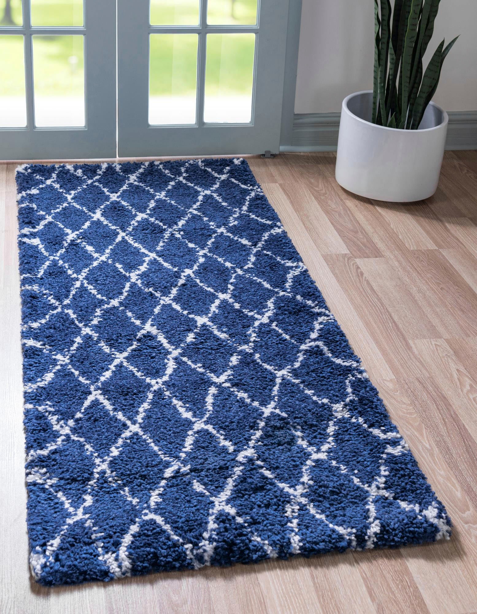 Myflair Möbel & Accessoires Hochflor-Läufer "Temara Shag, LAGERRÄUMUNG" rechteckig 51 mm Höhe Teppich-Läufer, gewebt, Rauten Design, weich & kuschelig