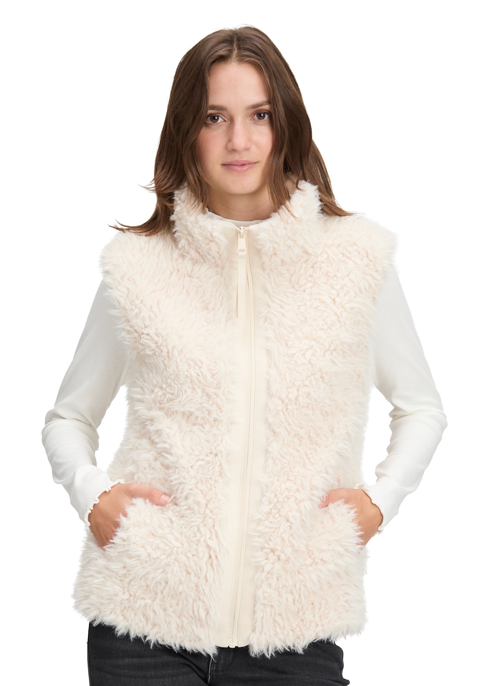 Betty&Co Plüschweste "Damen mit Stehkragen" günstig online kaufen