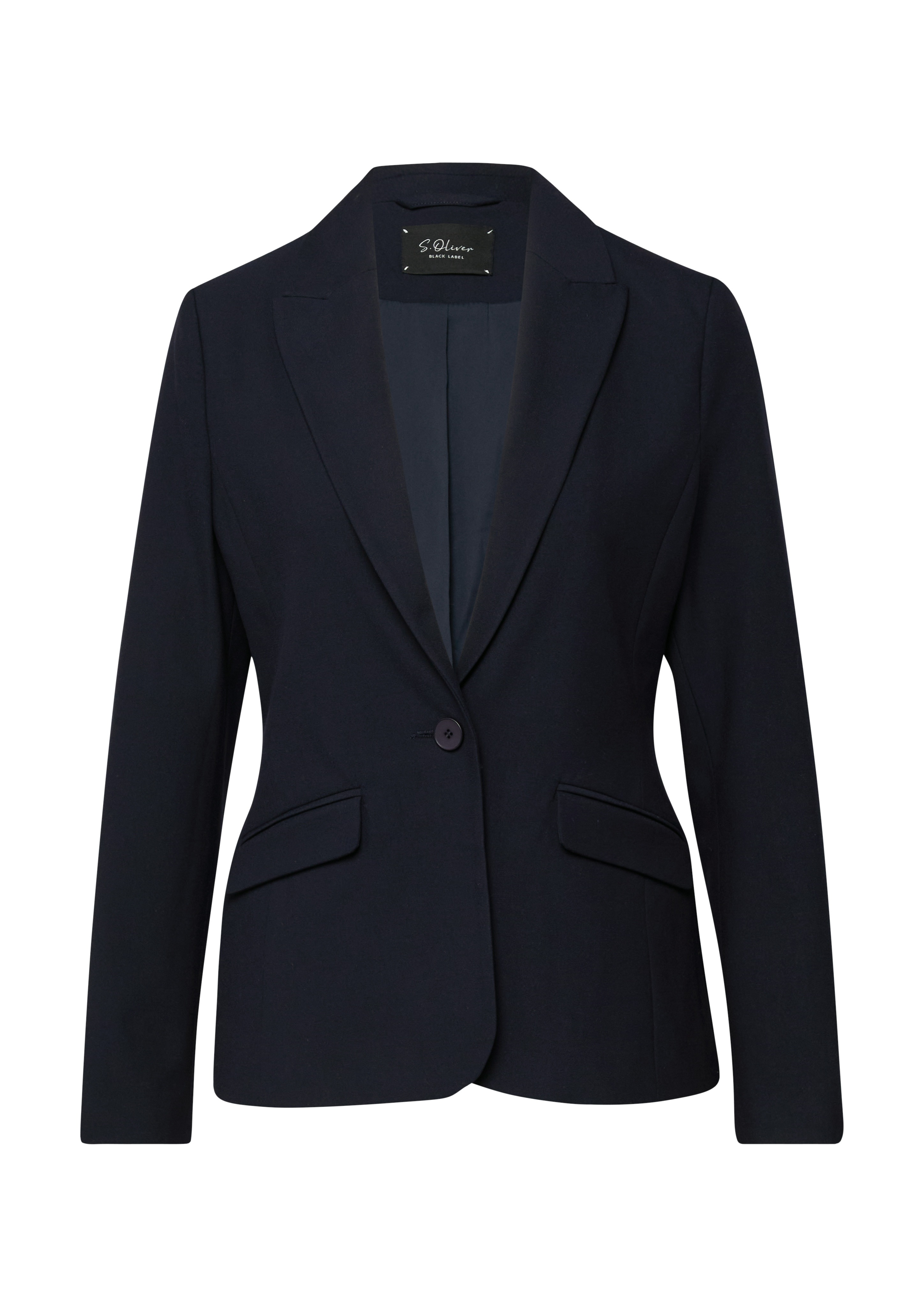 Thumbnail - s.Oliver BLACK LABEL Jackenblazer mit 1-Knopf-Verschluss und Viskose-Stretch