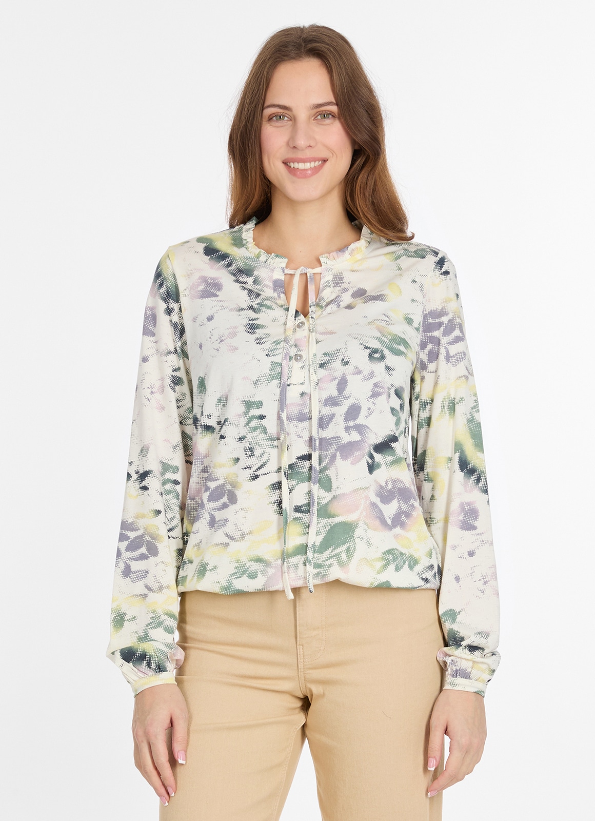 Ragwear Langarmshirt "ONELIA PRINT" mit Rundhalsausschnitt, aus Baumwolle und Modal, in Jersey-Qualität