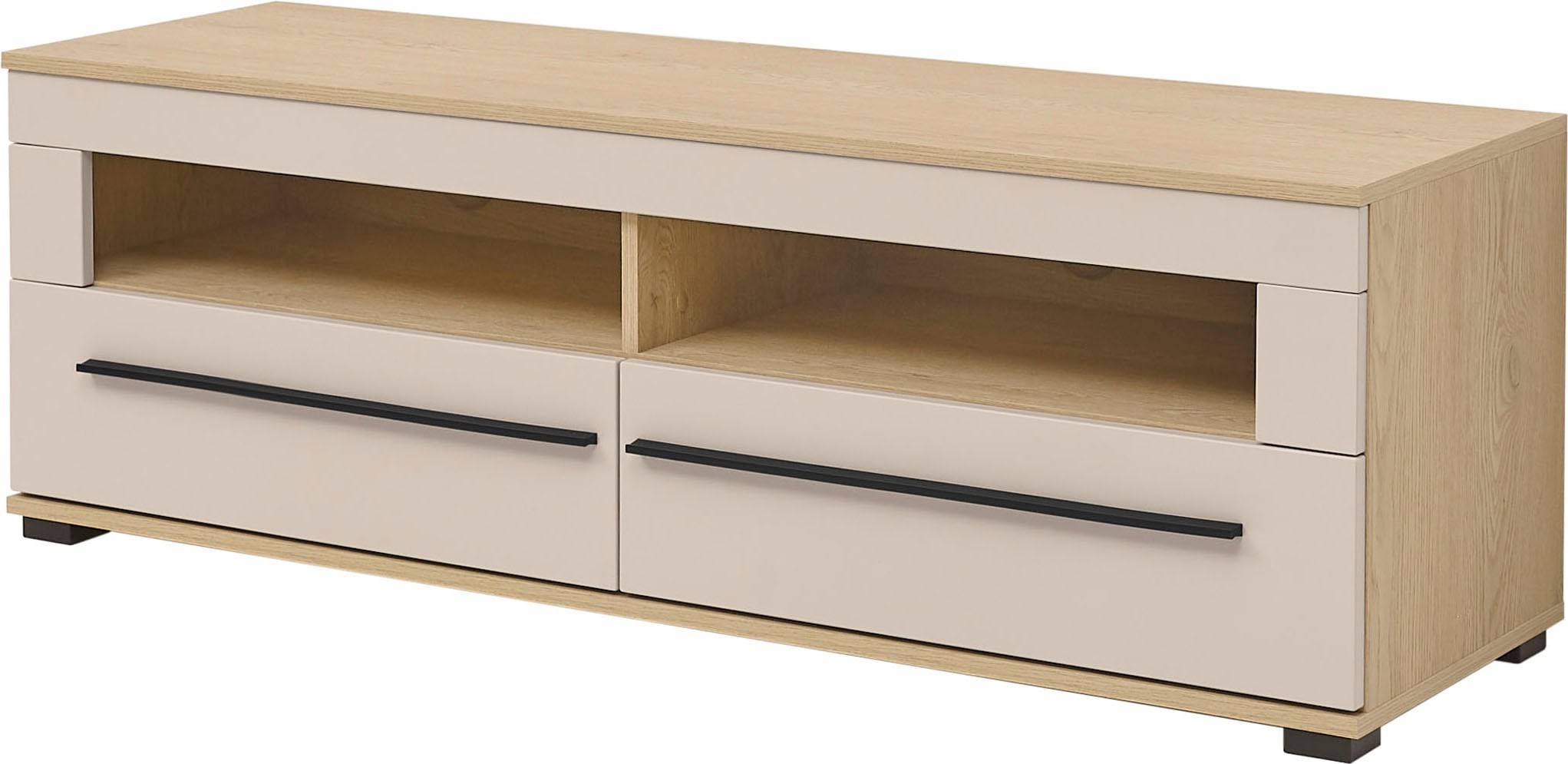 Home affaire Lowboard "Cantara, TV-Unterteil modern, Kommode in Eiche Evoke, Weiß o Kaschmir" schwarze Stangengriffe, ausreichend Stauraum, vielseitig einsetzbar