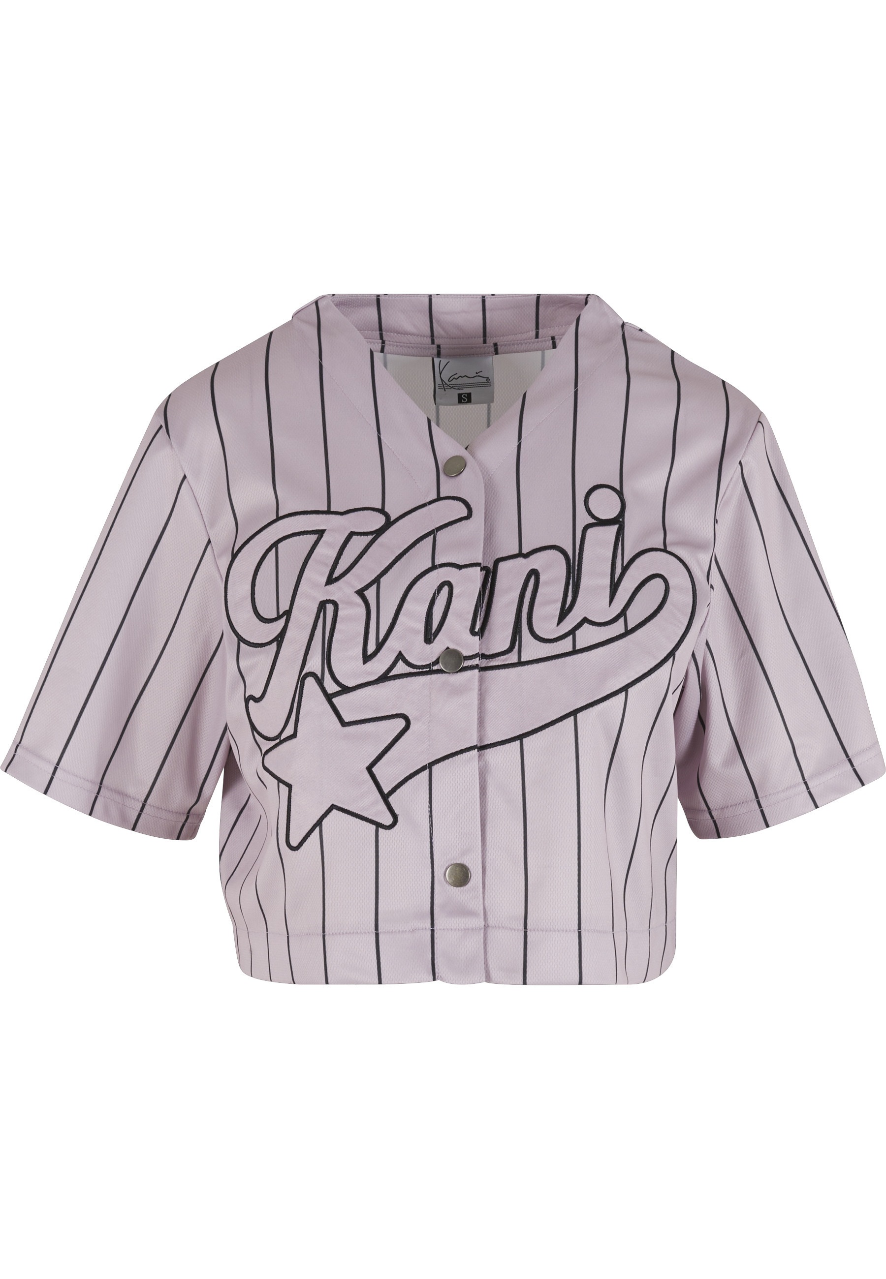 Karl Kani Langarmhemd "Karl Kani Karl Kani OG Star Logo Crop Pinstripe Baseball Shirt"