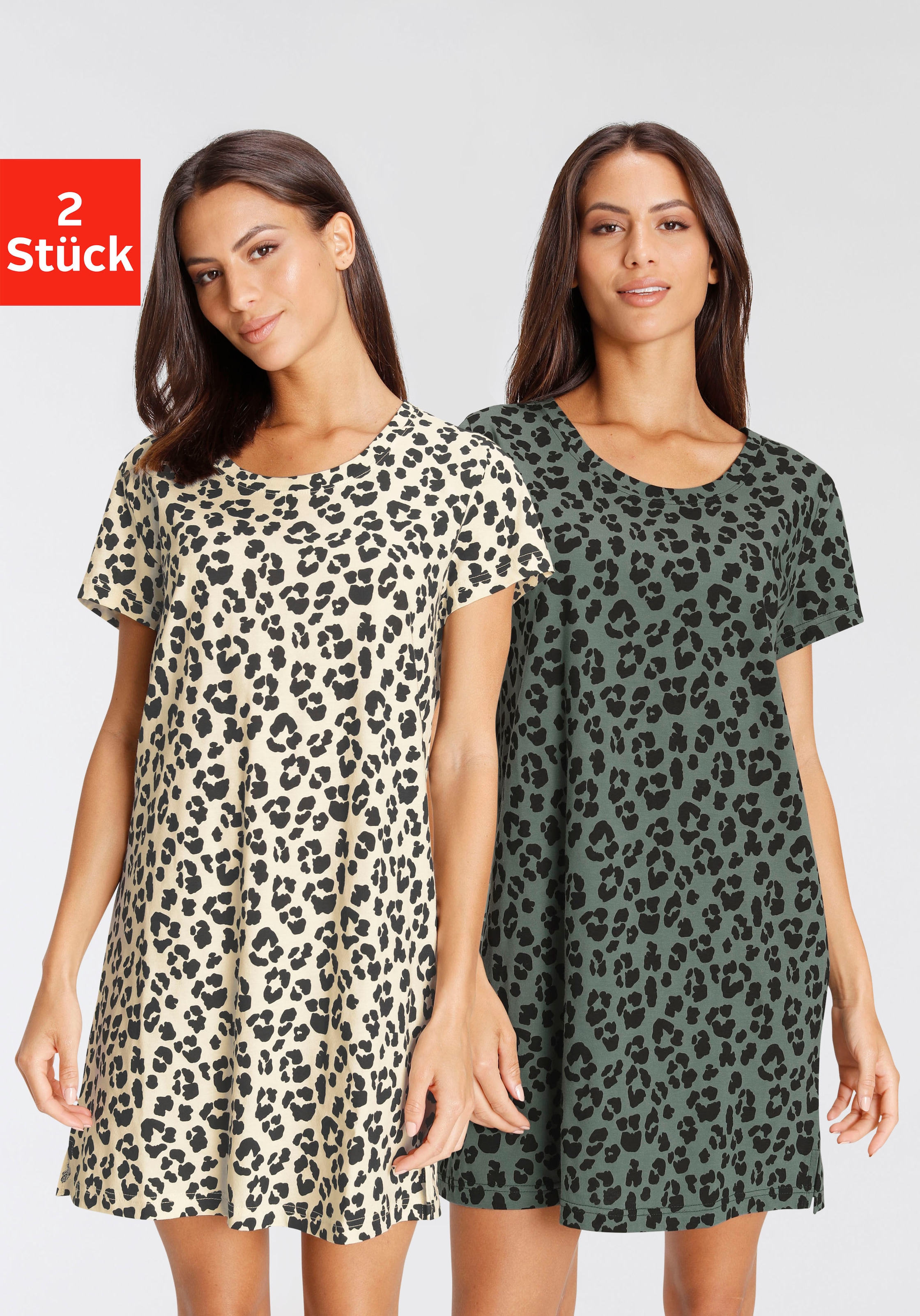 Vivance Dreams by Lascana Sleepshirt Packung, mit Leo-Muster
