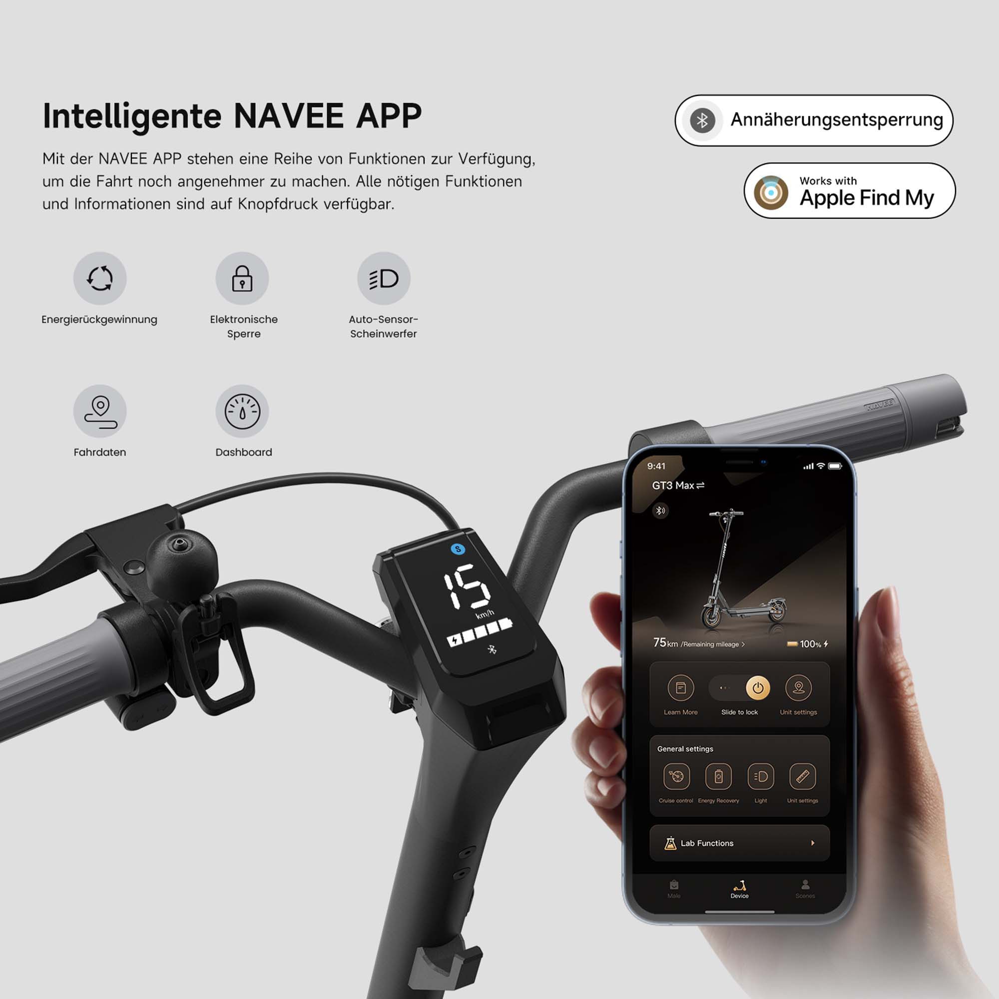 Thumbnail - NAVEE E-Scooter "GT3 Max Electric Scooter (DE Version)" 20 km/h 75 km