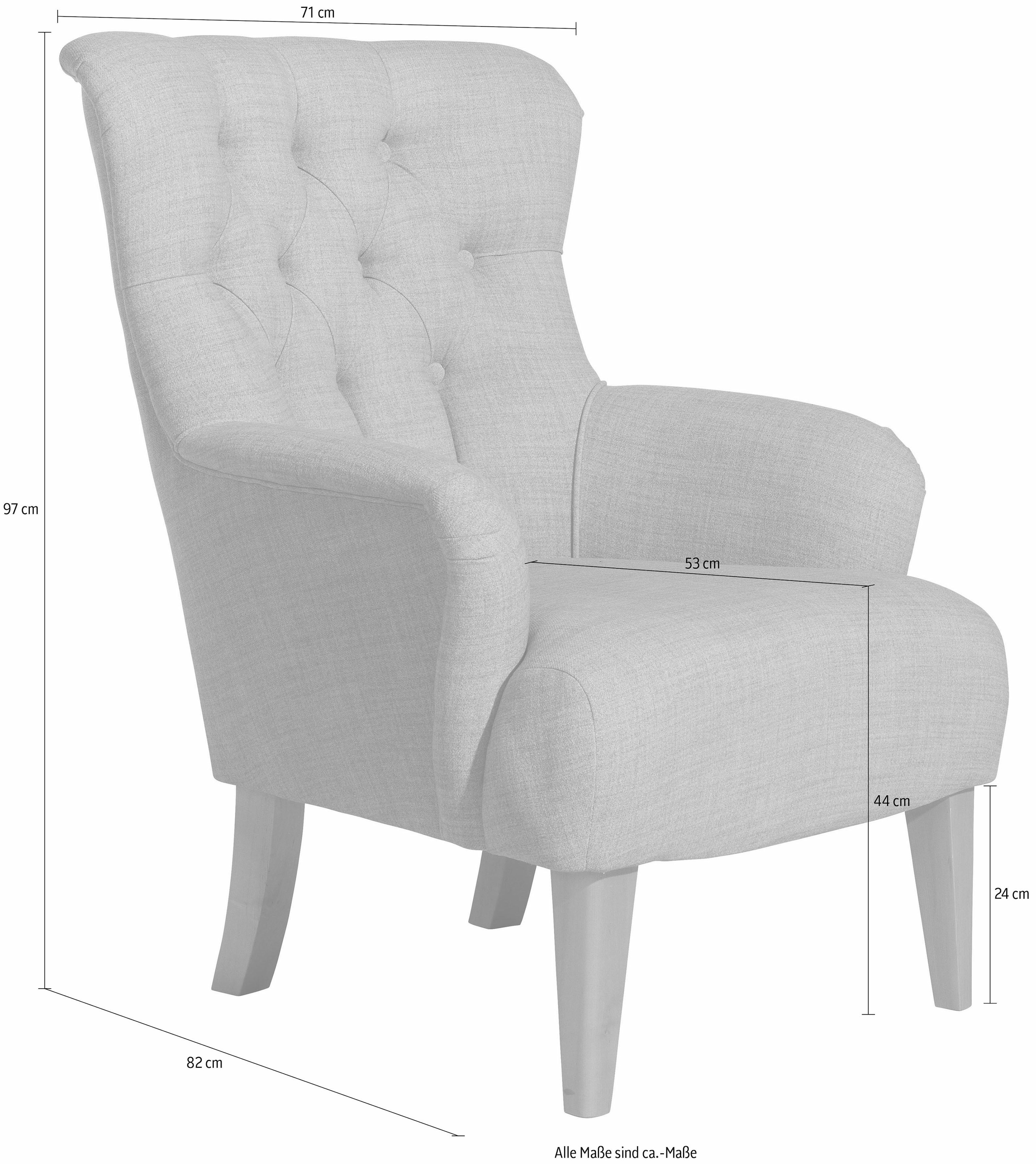 Max Winzer® Sessel »Bradley«, im Chesterfield Stil, mit Rautenheftung im Rücken, Hochlehner