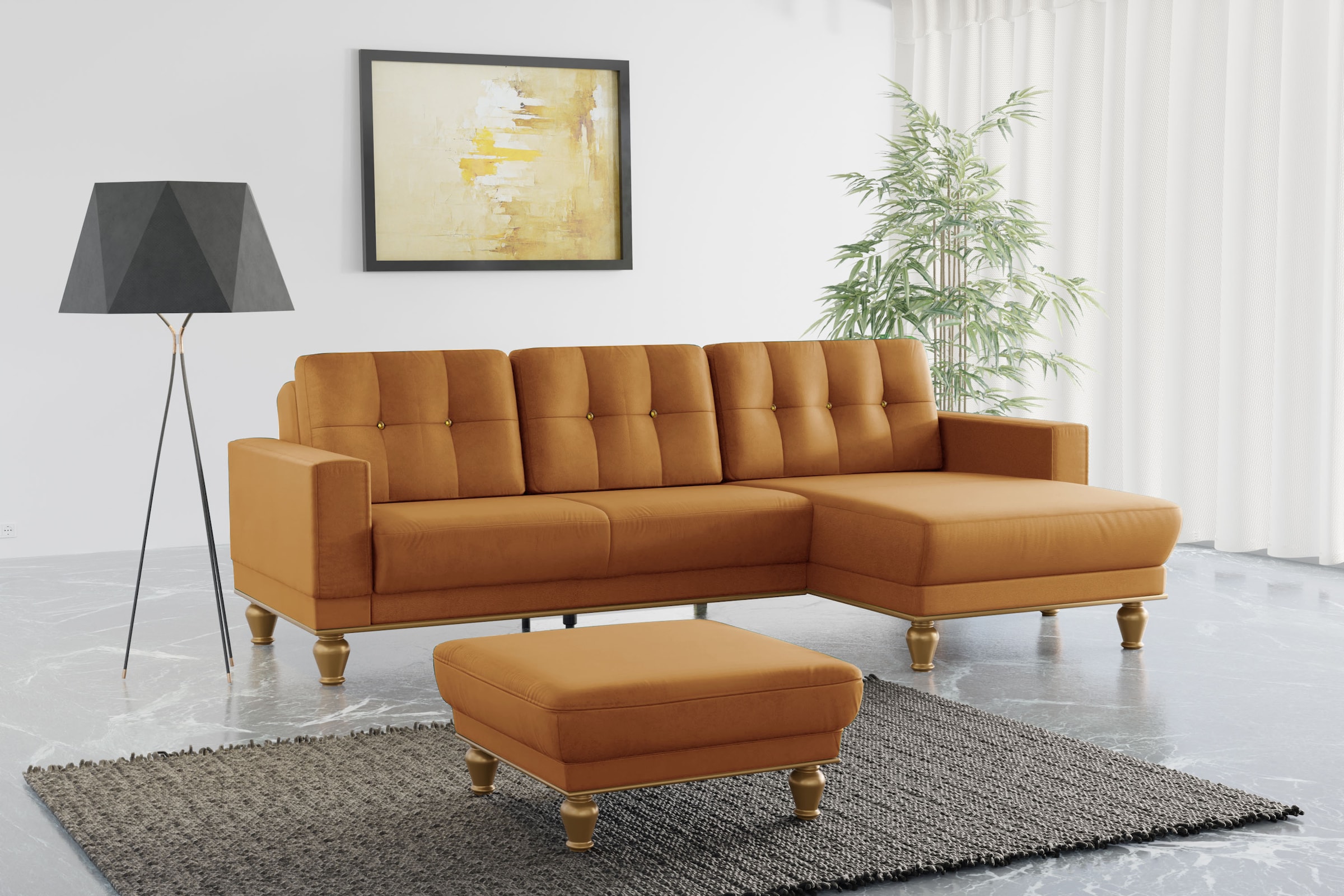 sit&more Ecksofa "Orient 5 V L-Form", mit Strass-Stein, wahlweise mit Bettf günstig online kaufen