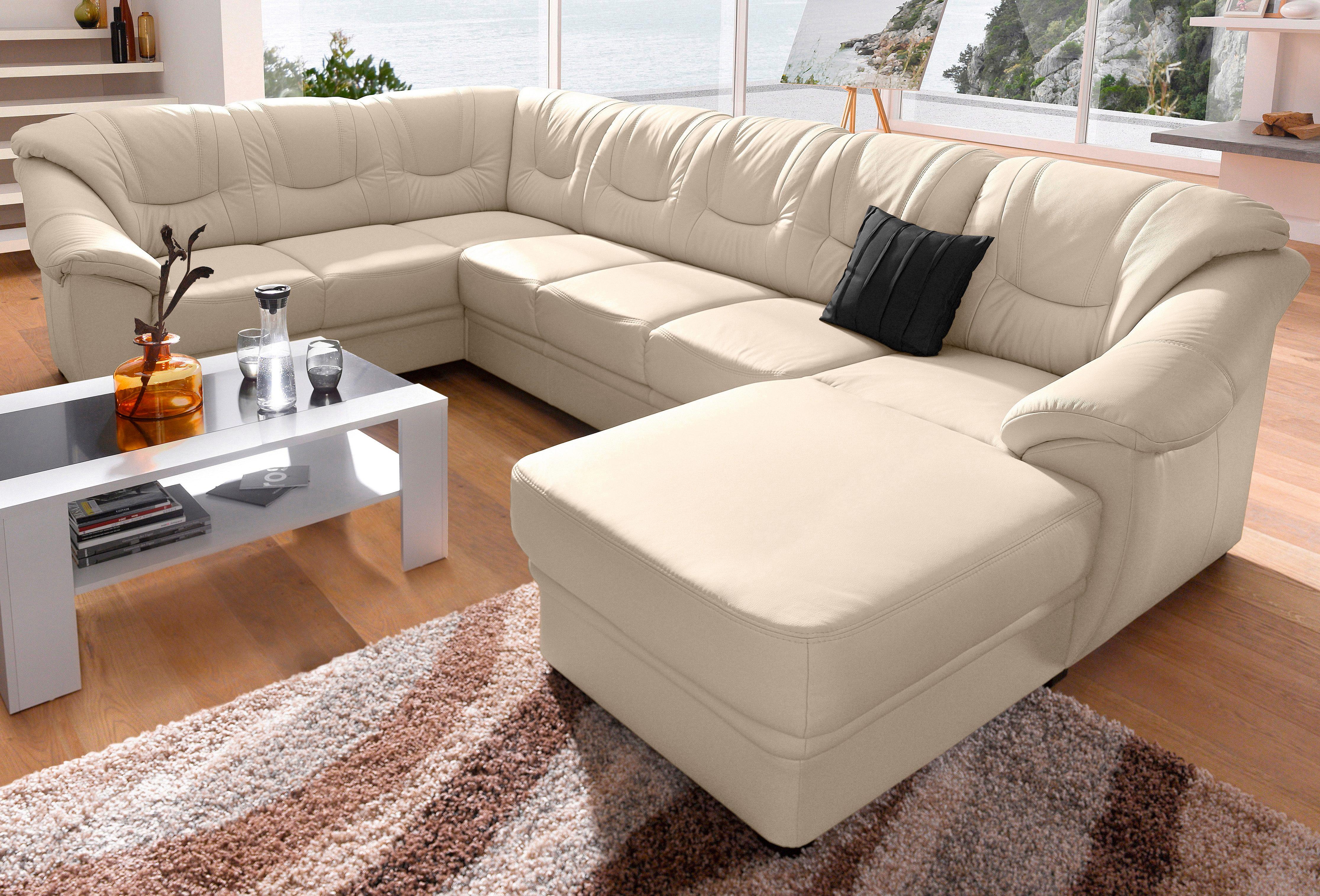 sit&more Wohnlandschaft "Savona, U-Form, B: 320 cm, Bettfunktion wählbar, Federkern-Polsterung" Komfortable Sitzhöhe 46 cm, Liegefläche 120 x 250 cm bei Bettfunktion