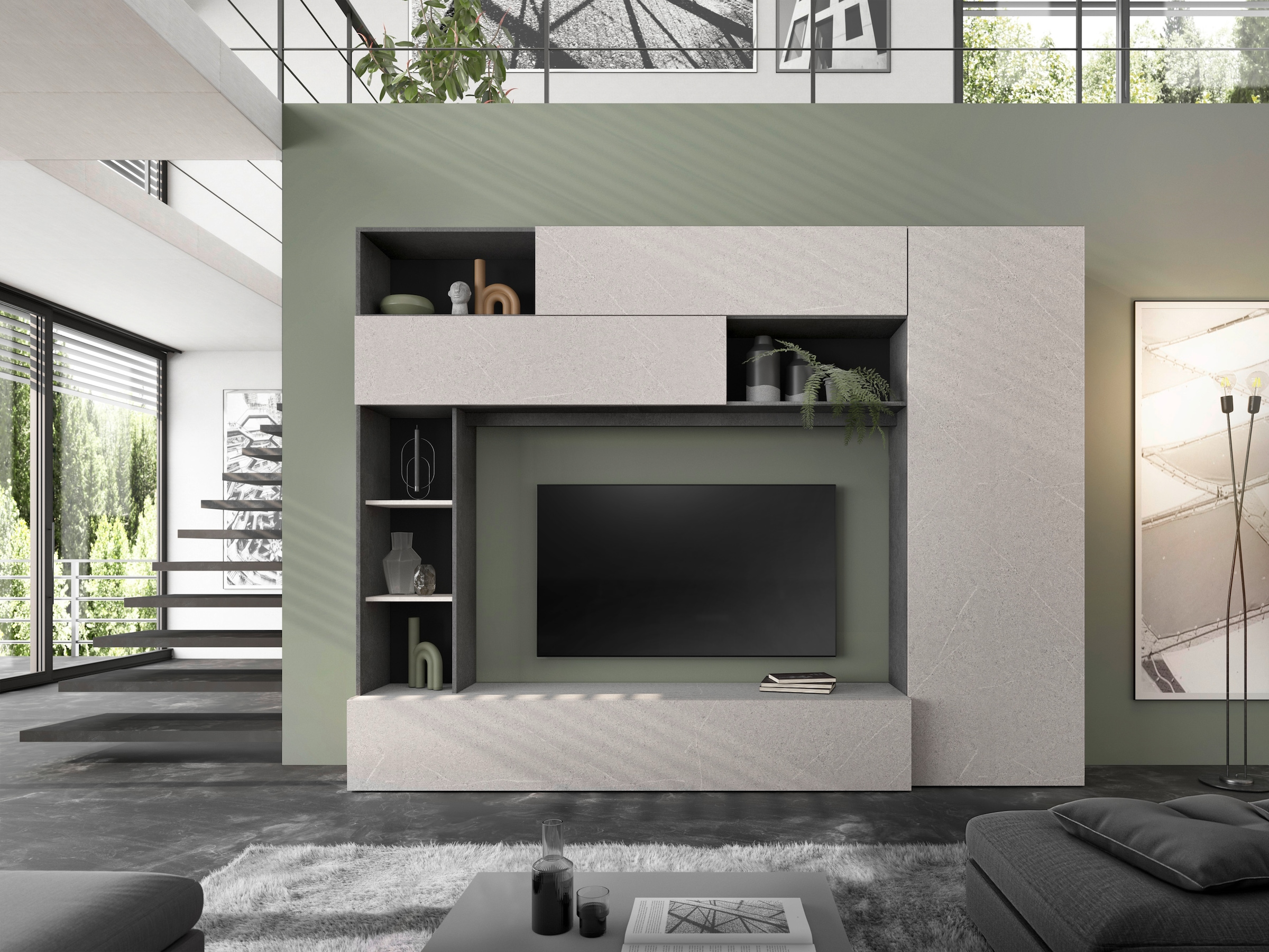 INOSIGN Wohnwand »PRATO, Breite 272 cm, Höhe 210 cm, Kompakt-Wohnwand,«, Mediawand, Schrankwand, moderne u. grifflose Optik, viel Stauraum