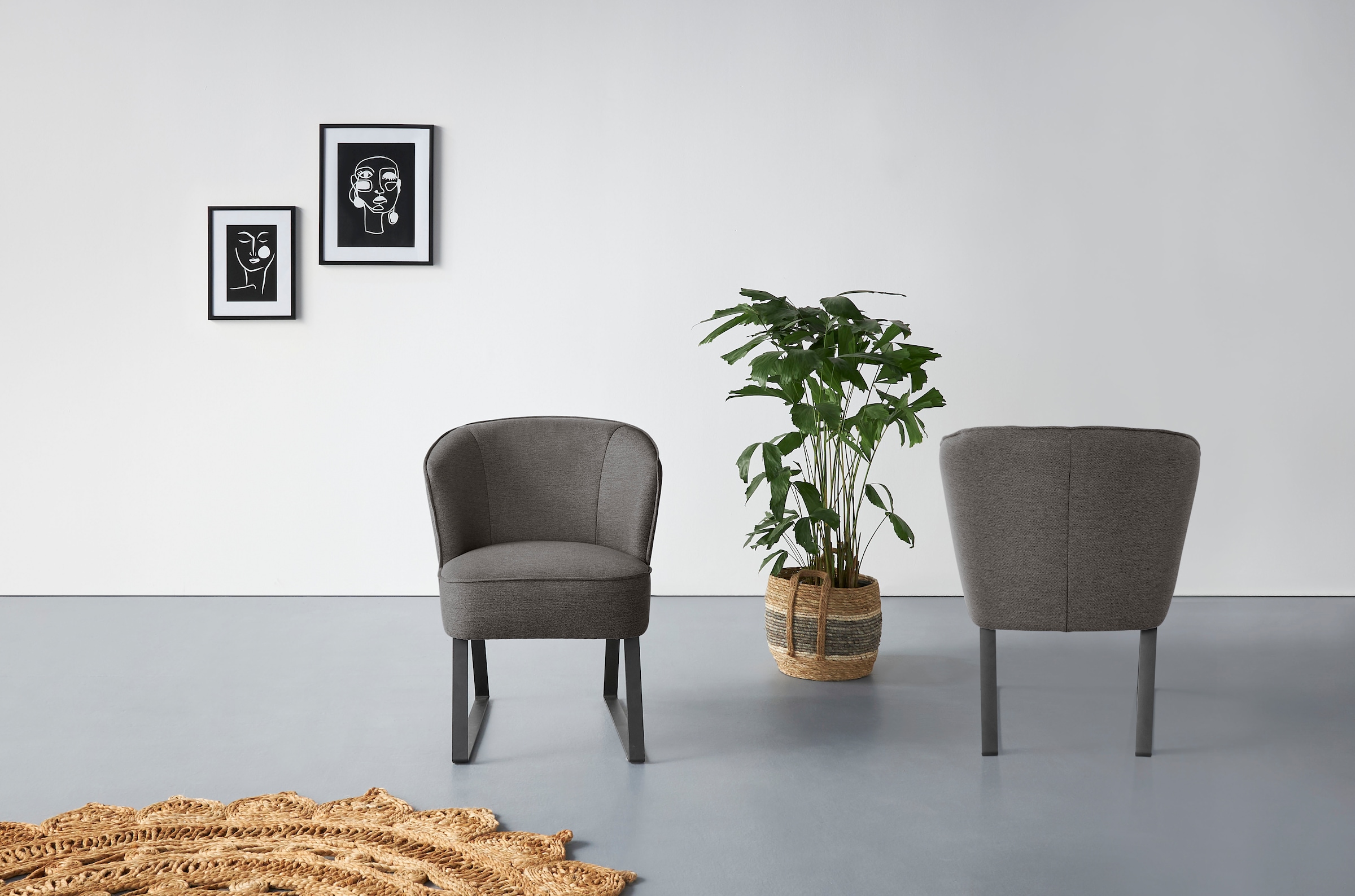 exxpo - sofa fashion Sessel »Americano, Loungesessel«, mit Keder und Metallfüßen, Bezug in verschiedenen Qualitäten, 1 Stck.