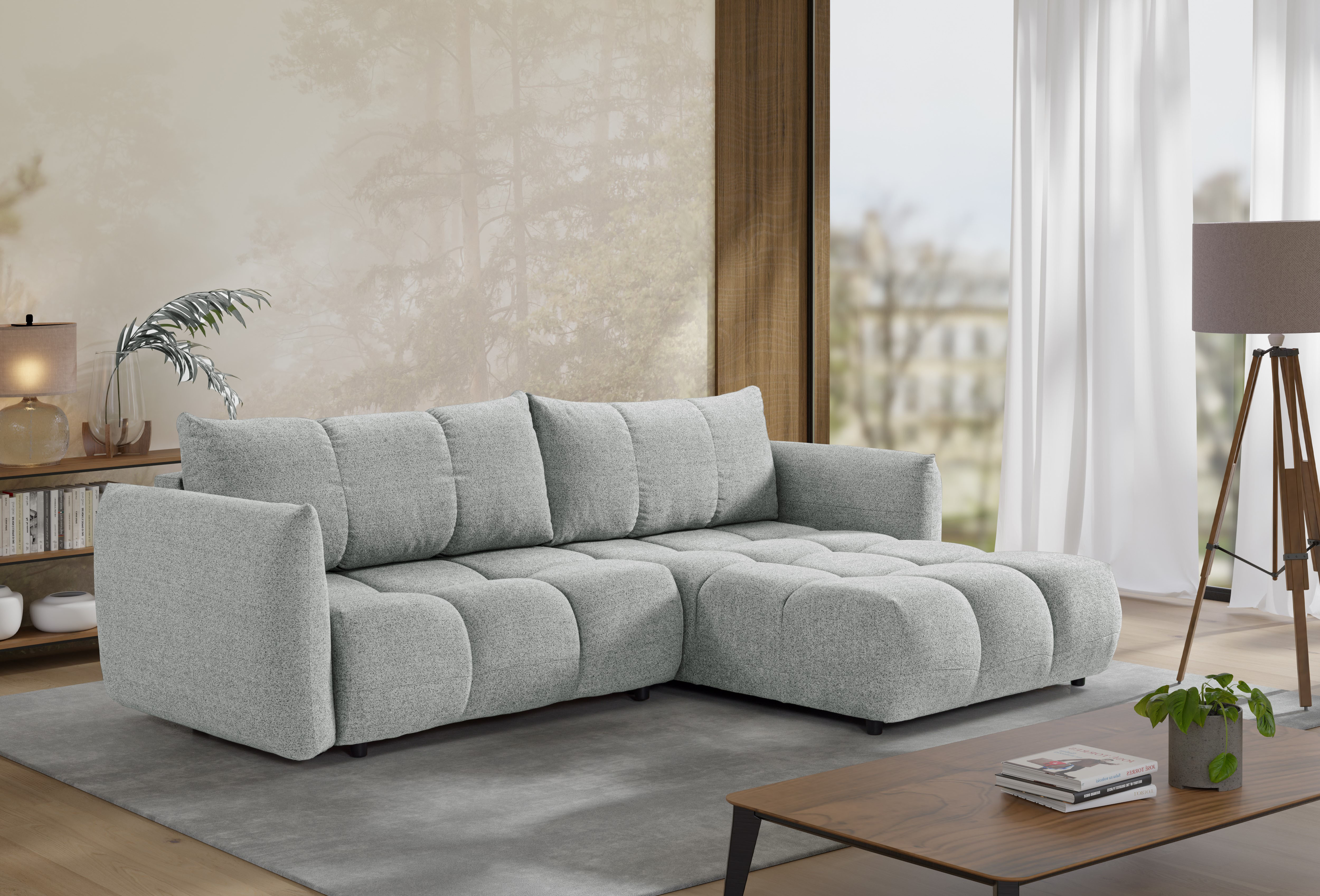 exxpo - sofa fashion Ecksofa "Livonia, B/T: 260/187, modern & praktisch für kleine Räume" Mit Bettfunktion & Bettkasten,hoher Sitzkomfort,inkl. Steppung, L-Form