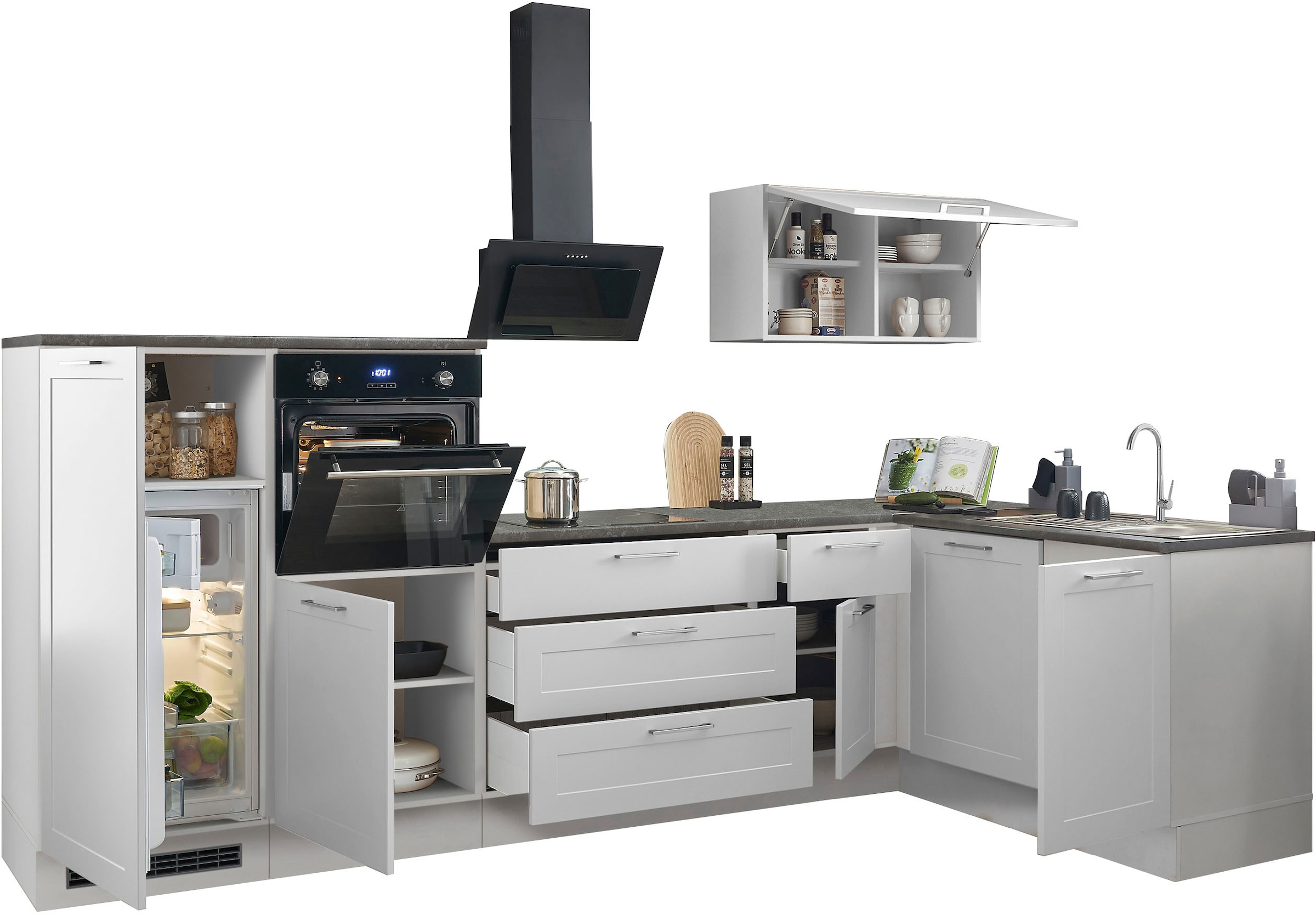 BASIC by Balculina Winkelküche »Marsi«, Stellmaße 320x175 cm, wahlweise mit E-Geräten, mit Soft-Close-Funktion