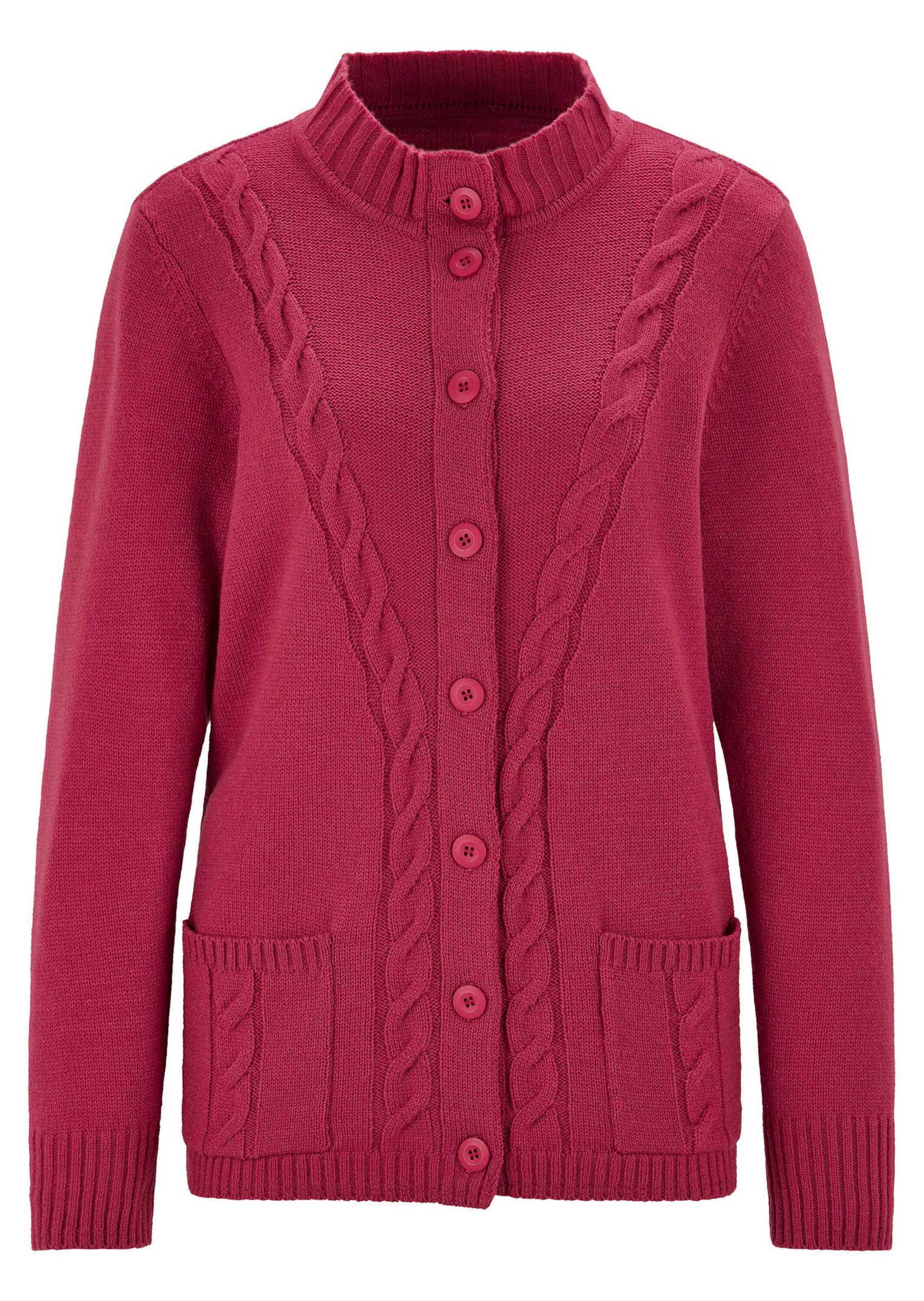 GOLDNER Strickjacke "Cardigan mit Zopfmuster" Zopfmuster im Vorderteilund aufgesetzte Taschen