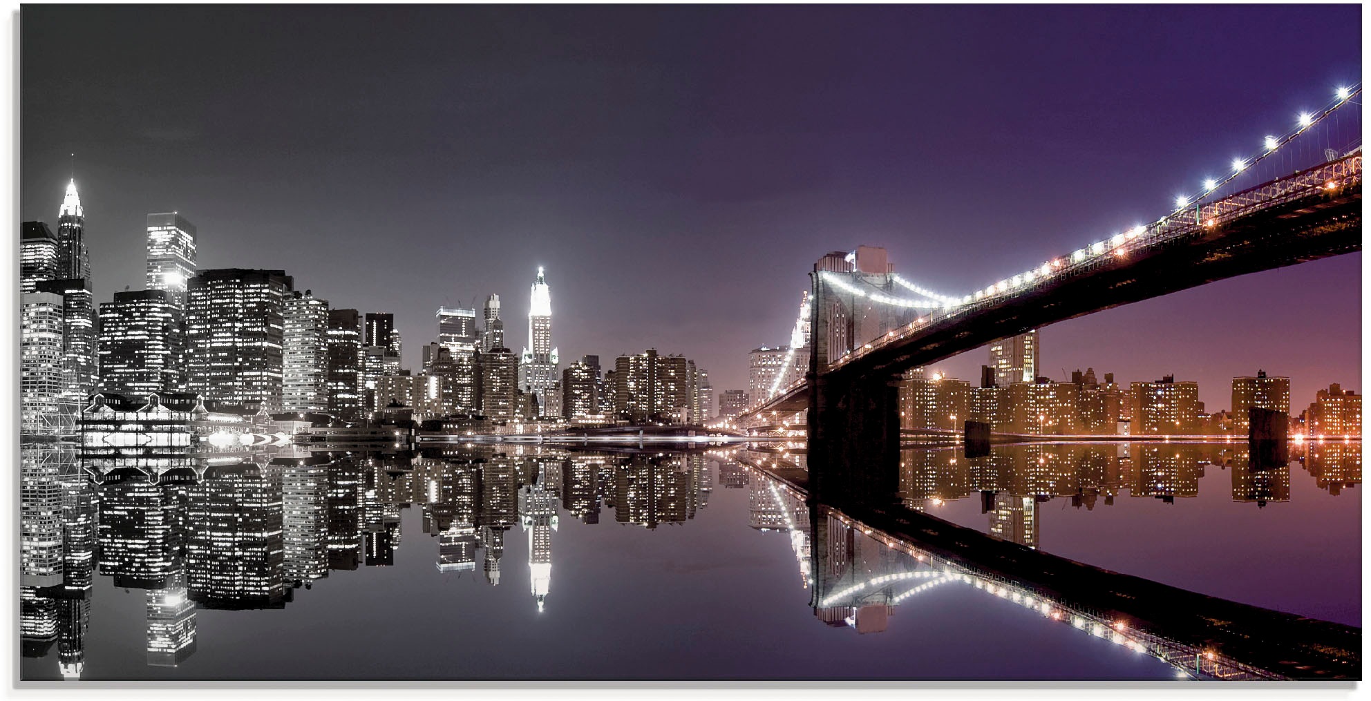 Artland Glasbild "New York Skyline nächtliche Reflektion" Amerika 1 Stk. tl günstig online kaufen