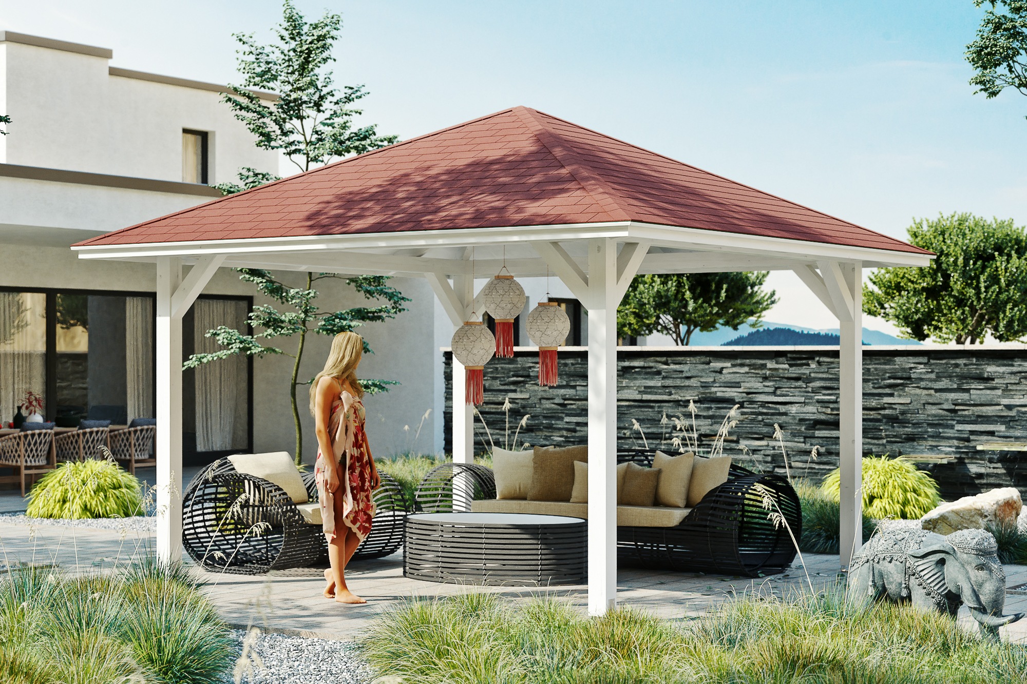 Skanholz Holzpavillon »Cannes 2«, Leimholz, 359 x 359 cm
