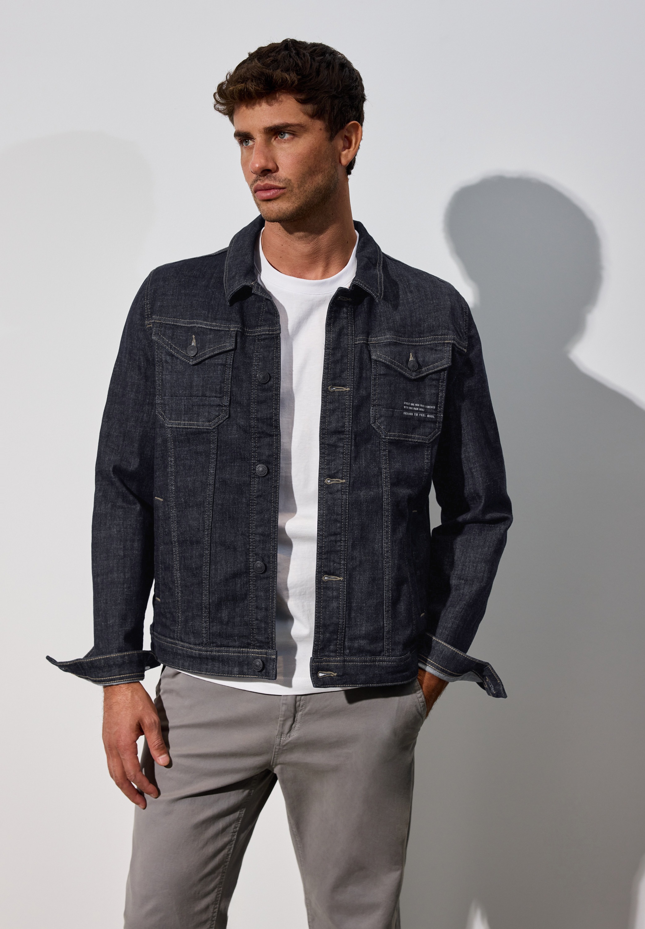 STREET ONE MEN Jeansjacke ohne Kapuze mit Brusttaschen