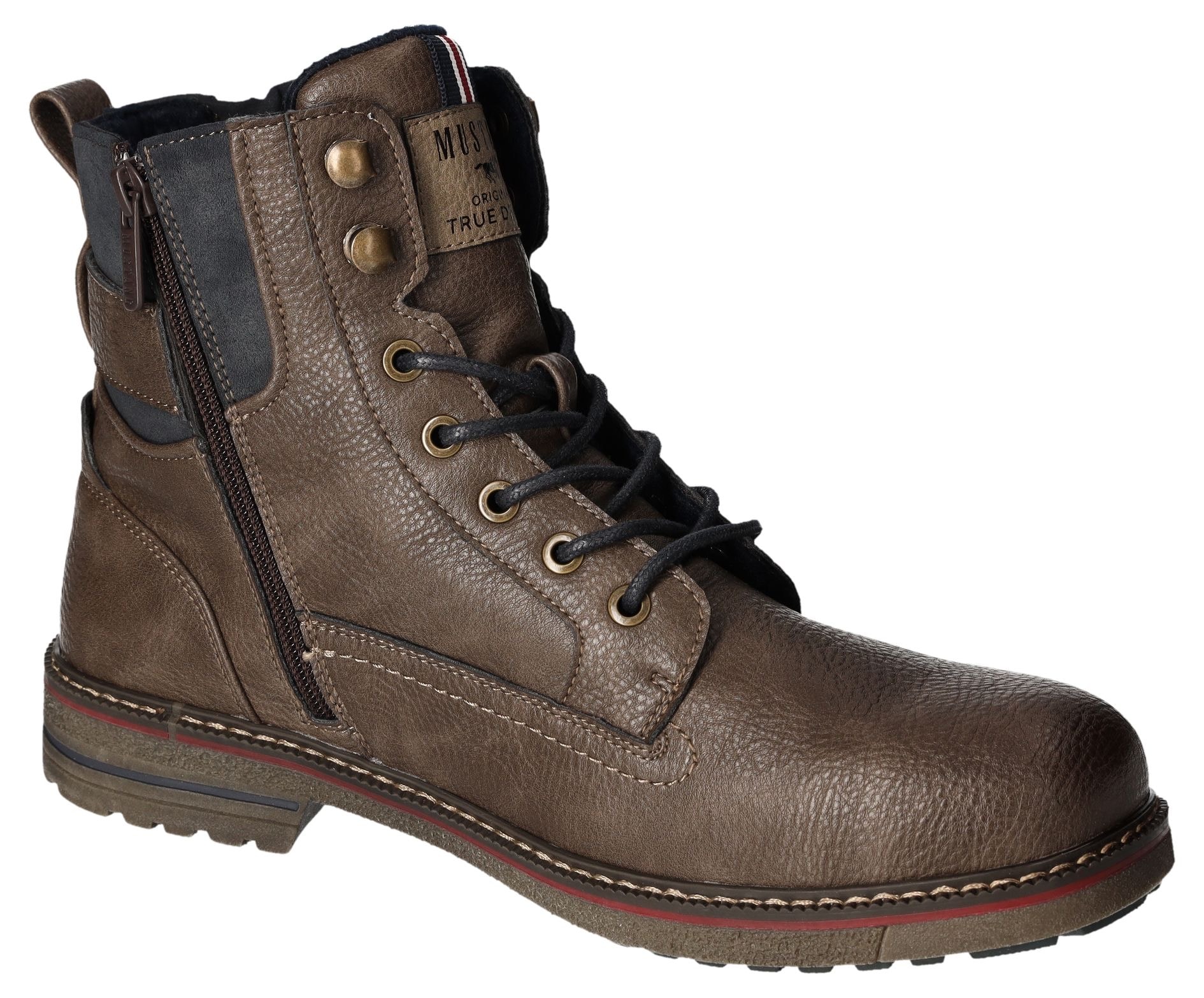 Mustang Shoes Schnürboots, Worker Boots, Herbstschuh, Stiefel mit Anziehlasche