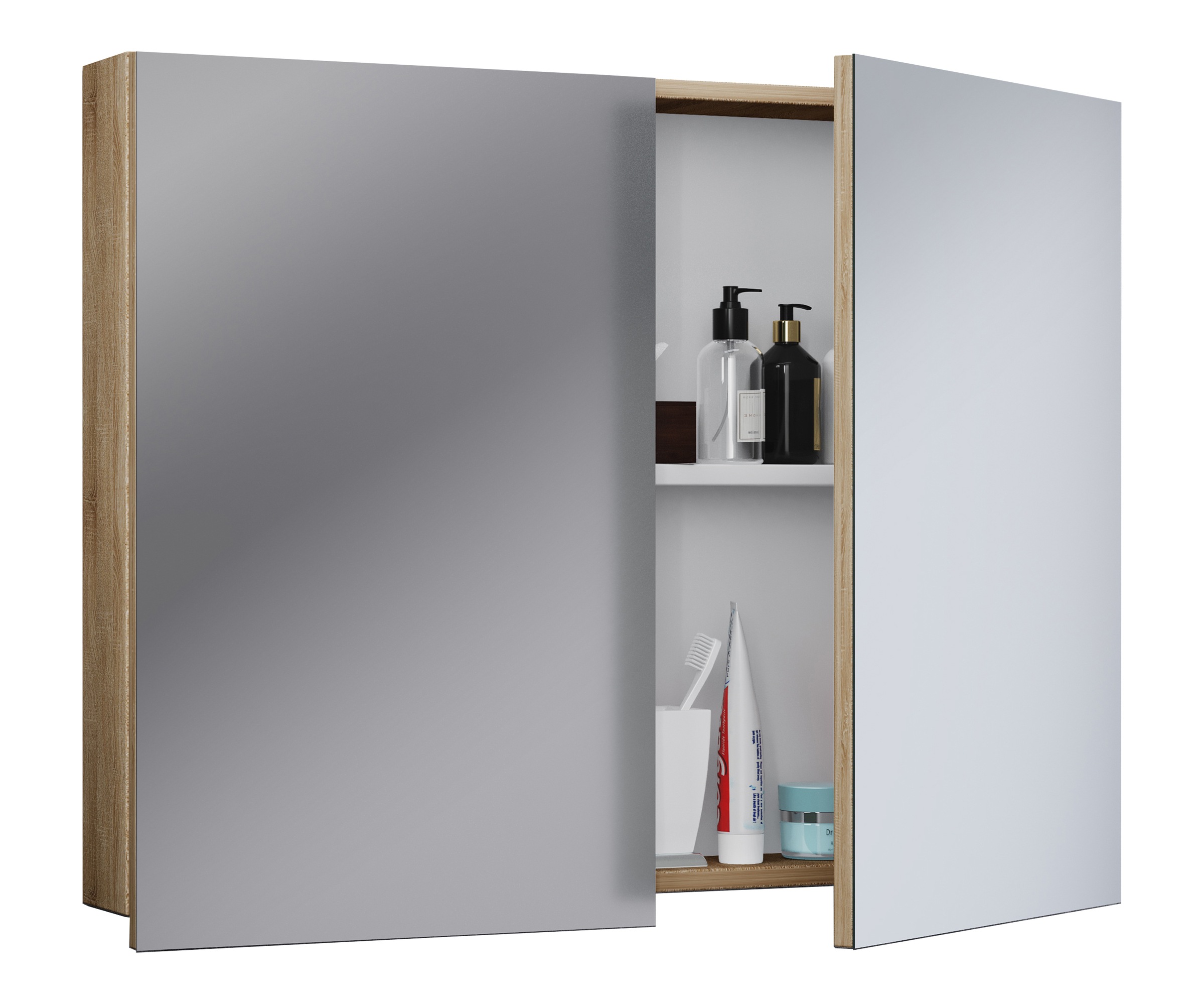 Badspiegel VCM, B:80cm T:12cmsonoma, eiche, Spiegel, "Spiegelschrank Spiegel Badezimmer Badinos 60x80 cm"