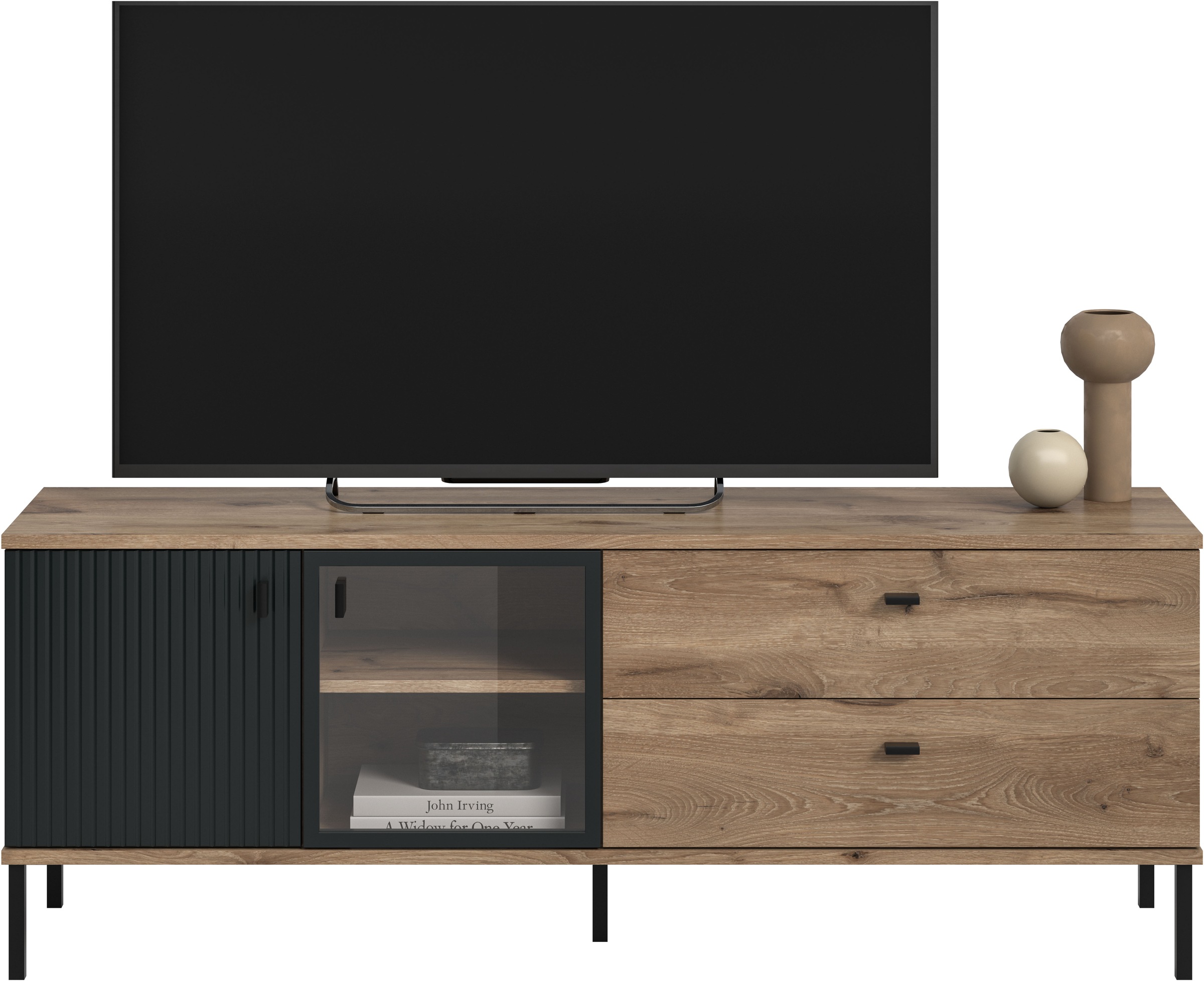 INOSIGN Lowboard »TREVERK, Breite: 154 cm, hochwertige MDF-Front schwarz tiefzieh« 1 Stk. tlg. Lowboard, Wohnzimmer, Esszimmer