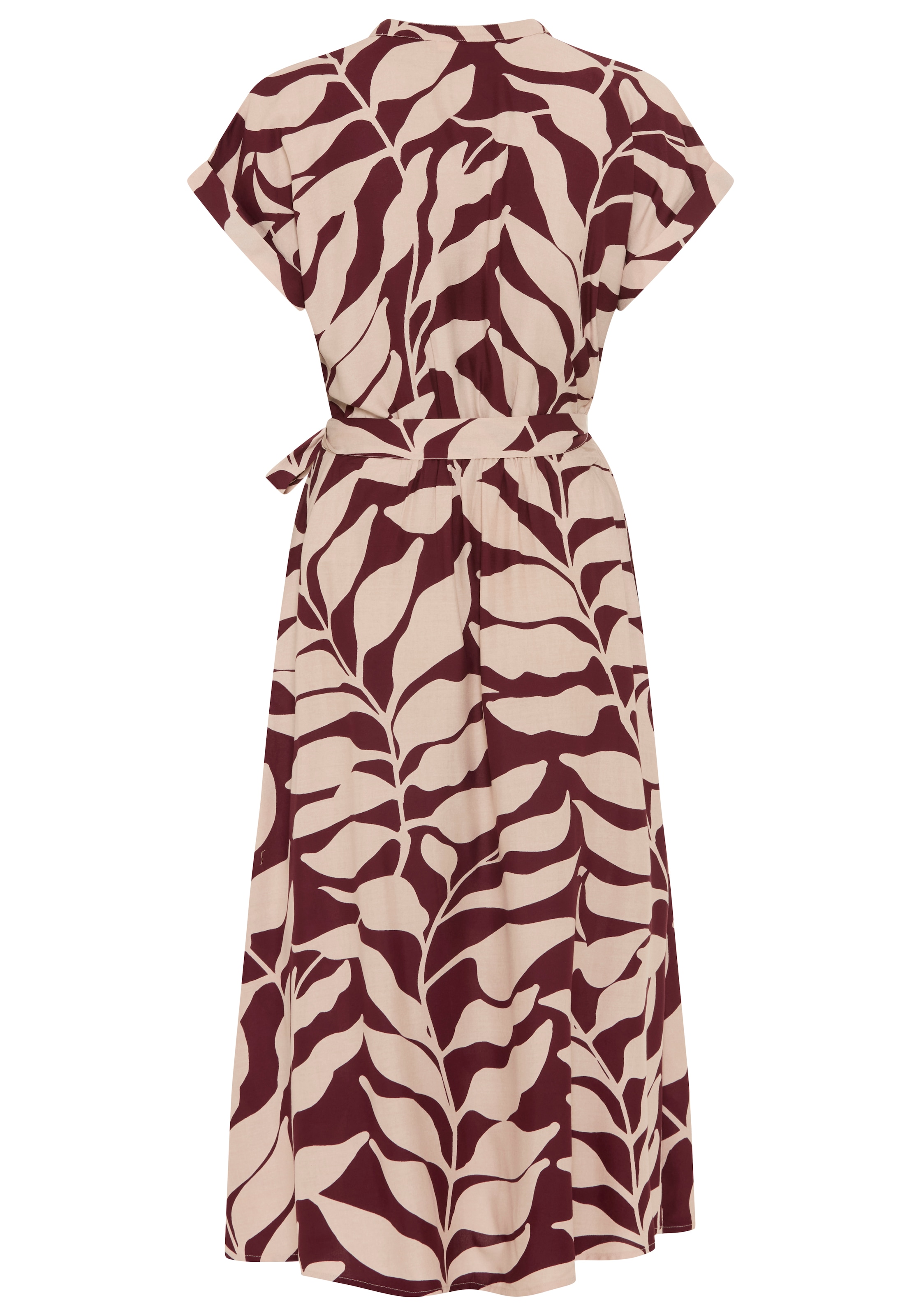 Tamaris Hemdblusenkleid Set, mit Bindegürtel, 2 tlg. tlg. aus Viskose, für Frühling und Sommer, gemustert, Mitte-Wade-Länge