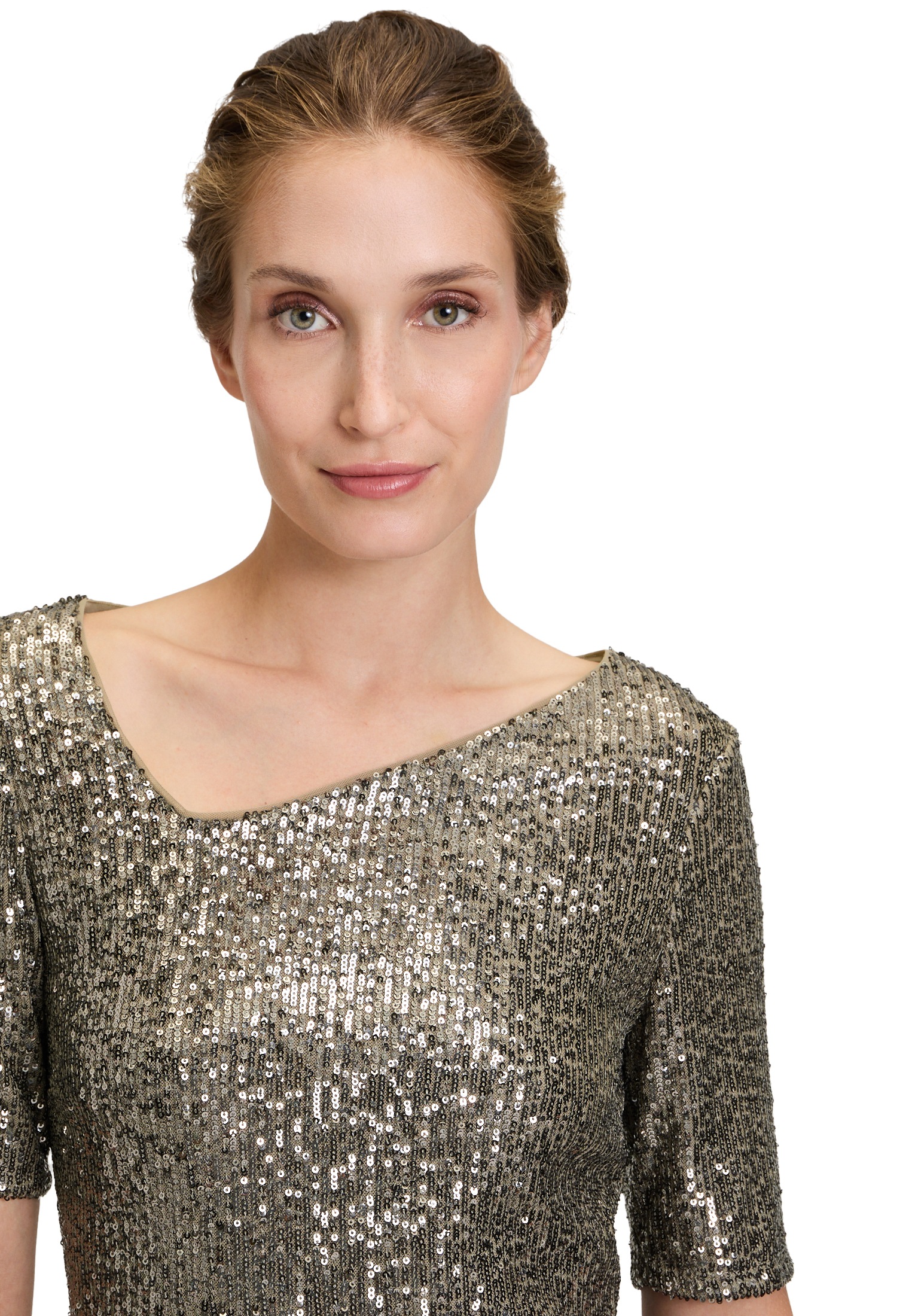 Vera Mont Kurzarmshirt »Vera Mont Damen Pailletten-Top mit Glanzeffekt«, (1 tlg.), Pailletten