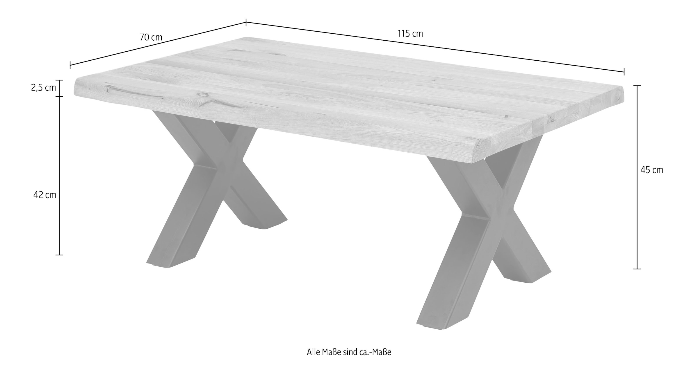 Home affaire Couchtisch »Tristan«, aus Massivholz Eiche mit Baumkante