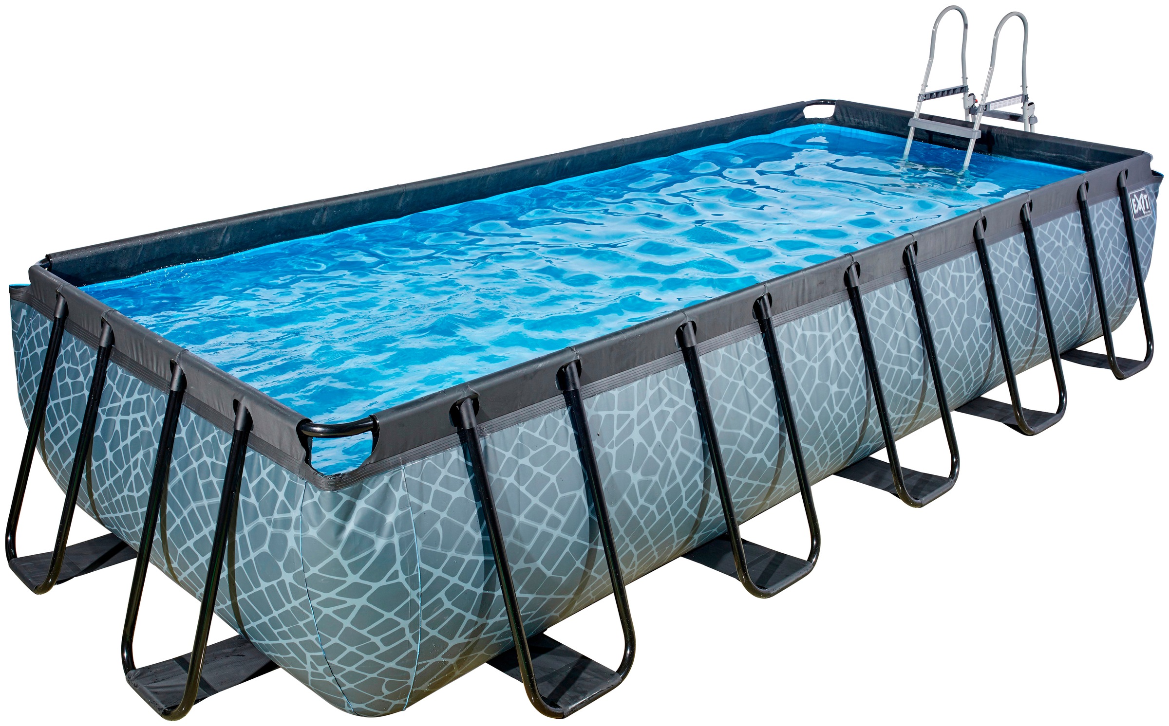 Framepool EXIT, B:250cm H:100cm L:540cm, grau, Schwimmbecken, BxLxH: 250x540x100 cm, inkl. Sicherheitsleiter, Sandfilteranlage