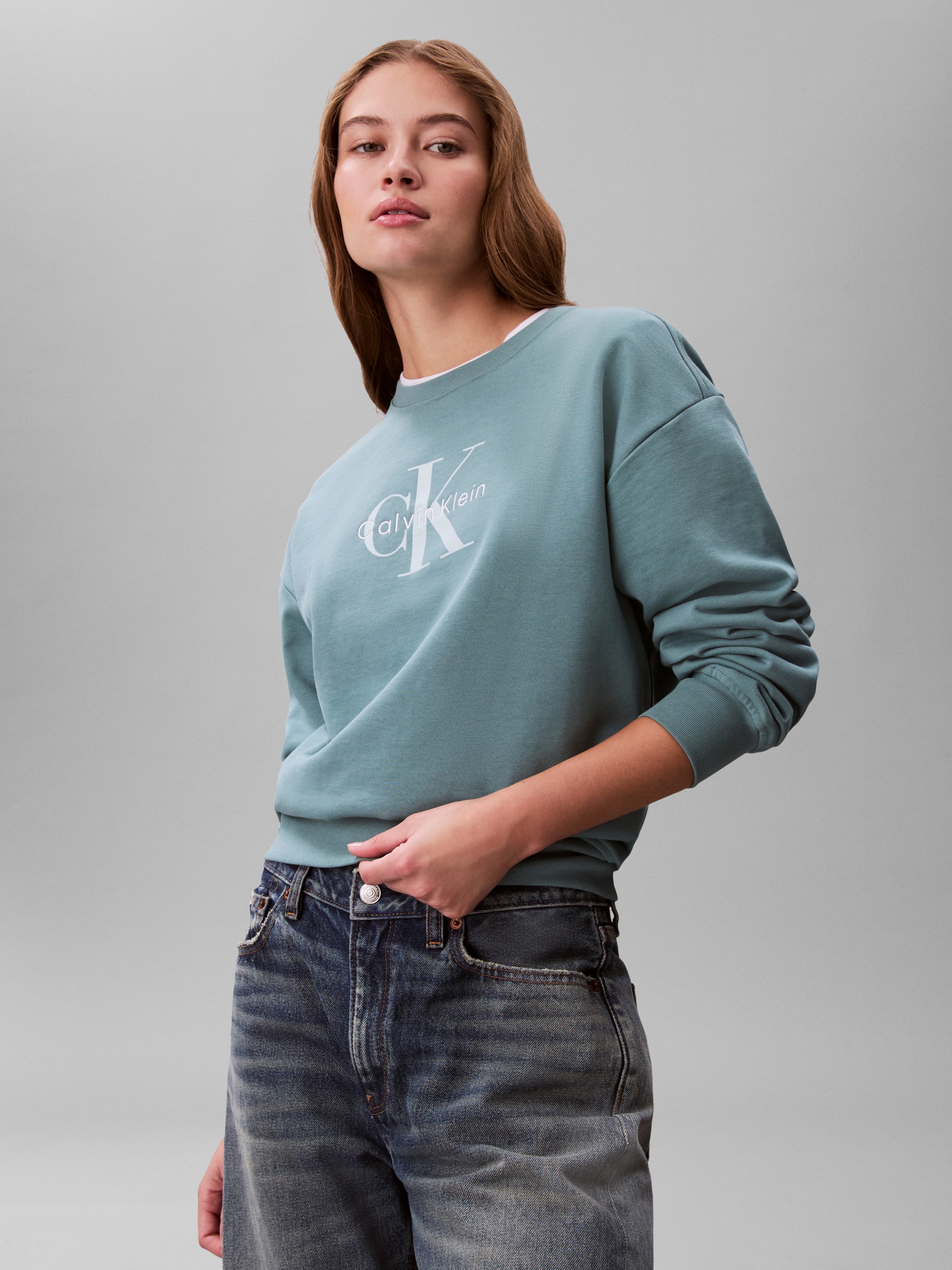 Calvin Klein Jeans Sweatshirt »LS MONOLOGO FRENCH TERRY RLXD CR«, , Logoschriftzug
