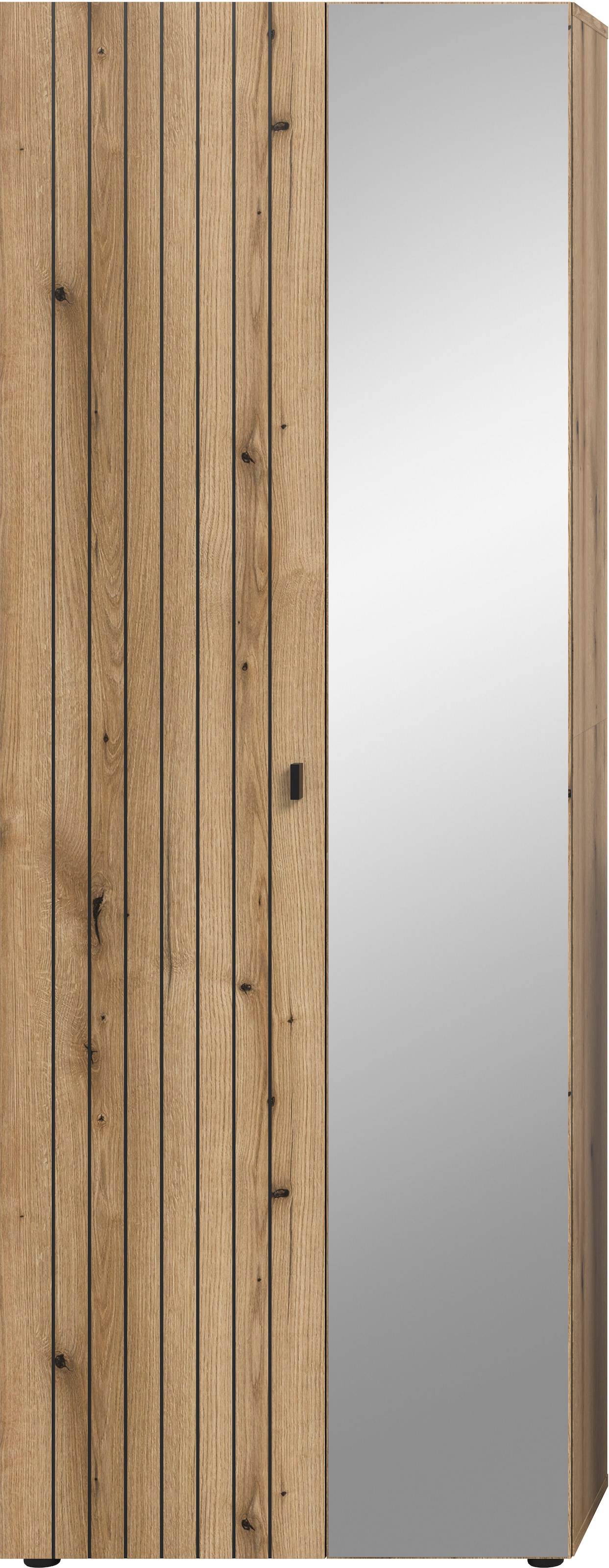 Home affaire Garderobenschrank "TATIO, Höhe 192 cm, Rillenoptik, Spiegeltür günstig online kaufen
