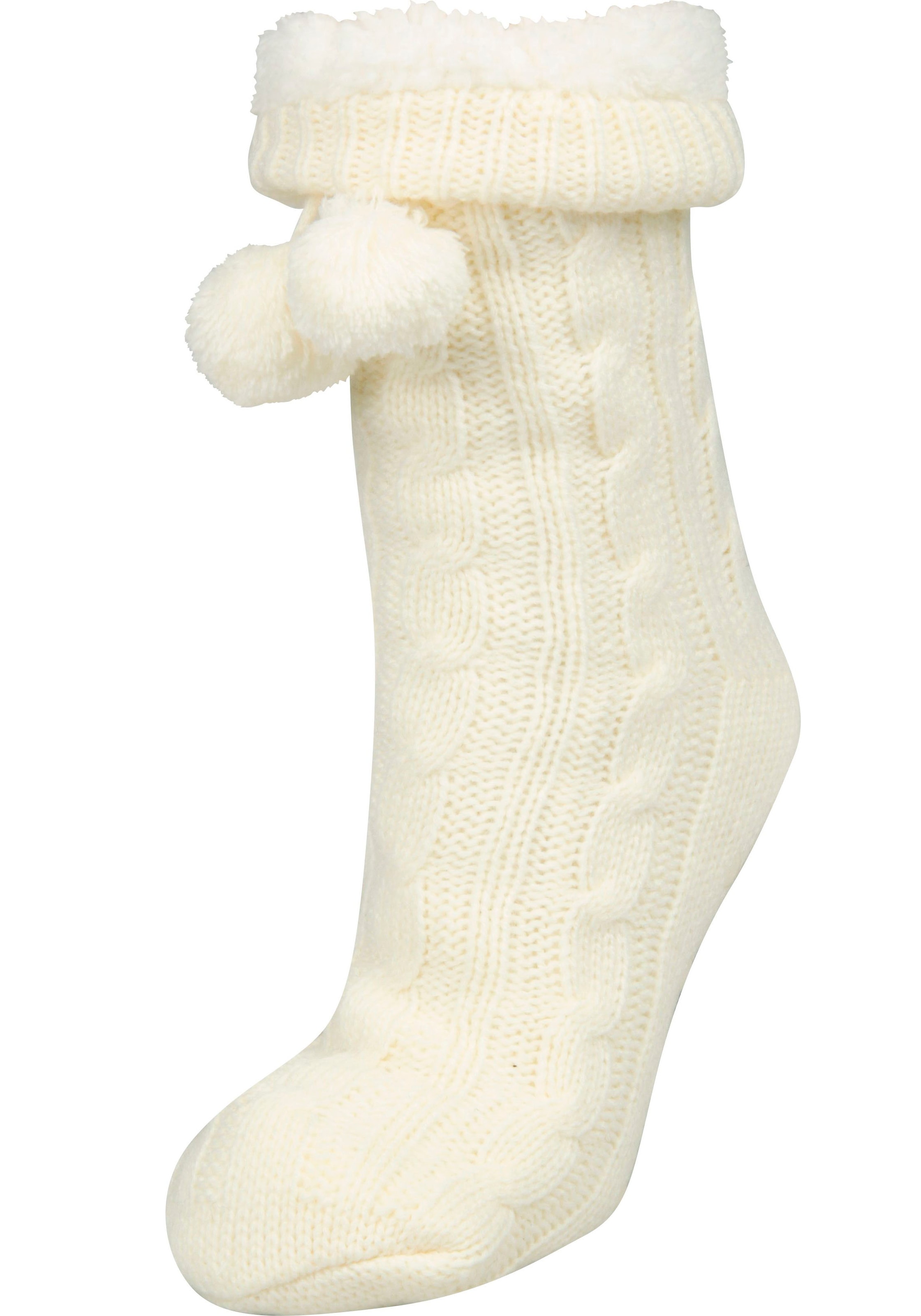 Capelli New York Kuschelsocken, mit Zopfmuster und Bommeln