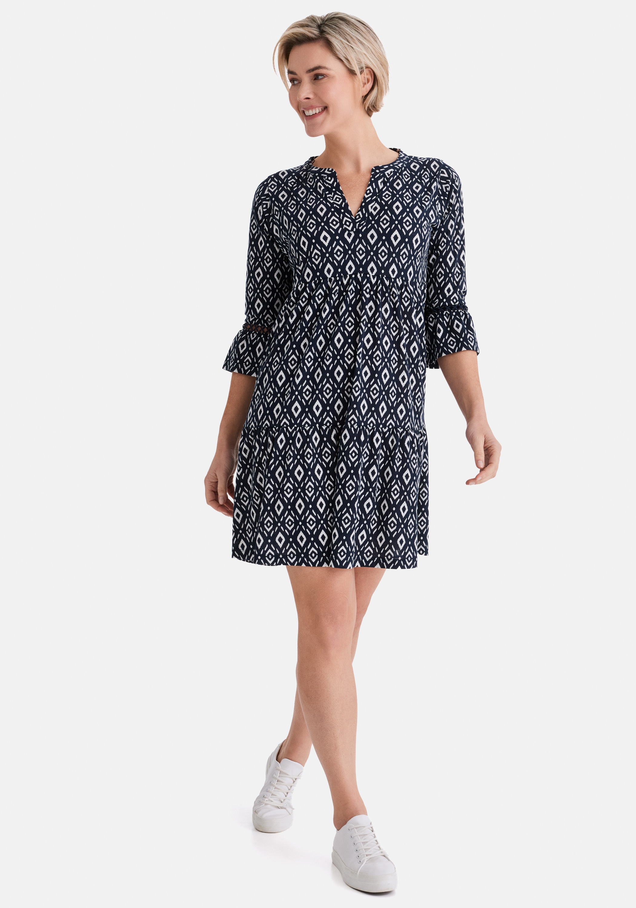 STOOKER WOMEN Midikleid "TUNIKA Kleid V-Neck" Tunika Kleid mit V-Ausschnitt Figurumspielend für Damen