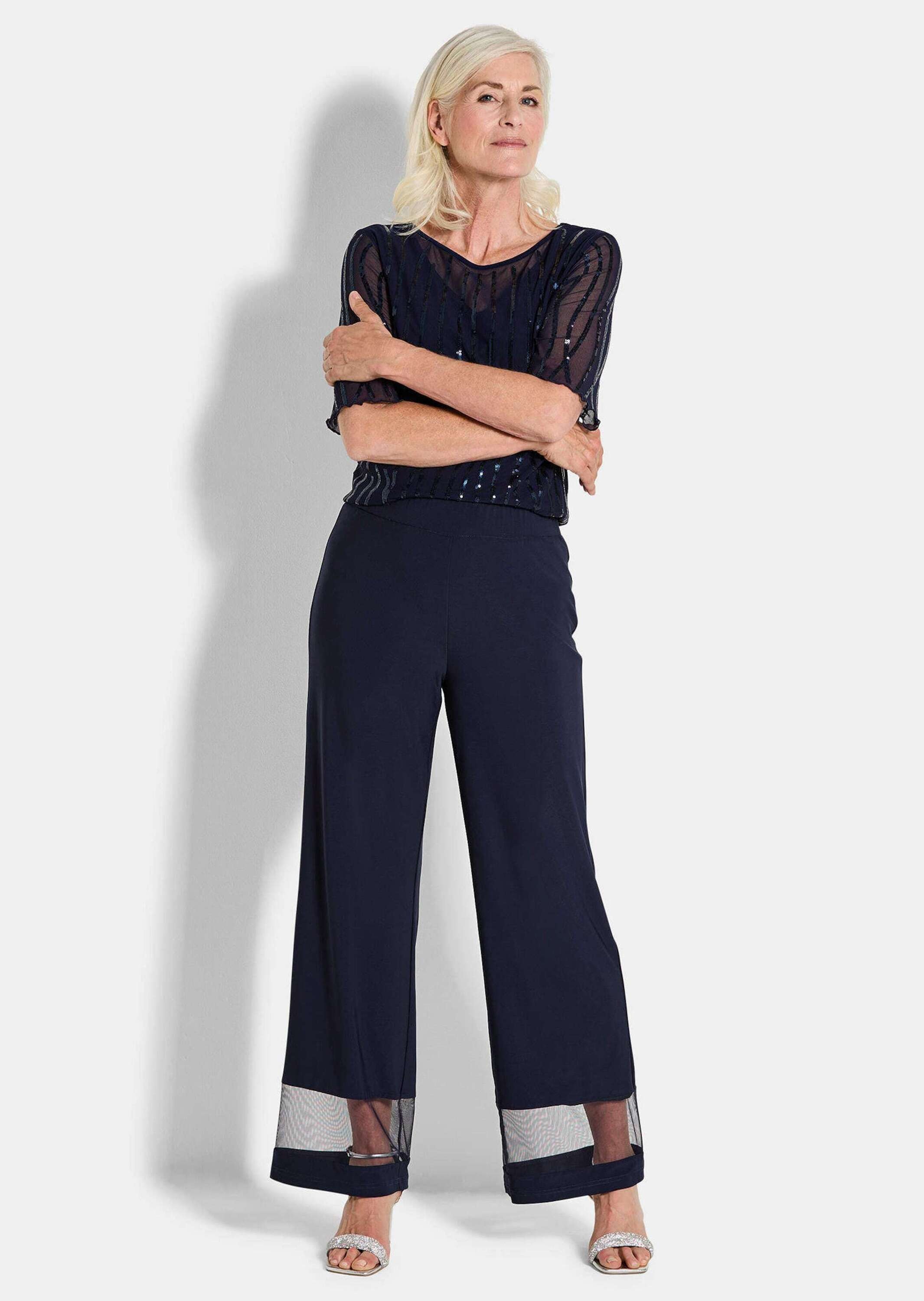 GOLDNER Stoffhose "Weite Hose VERA mit Mesh-Details" günstig online kaufen