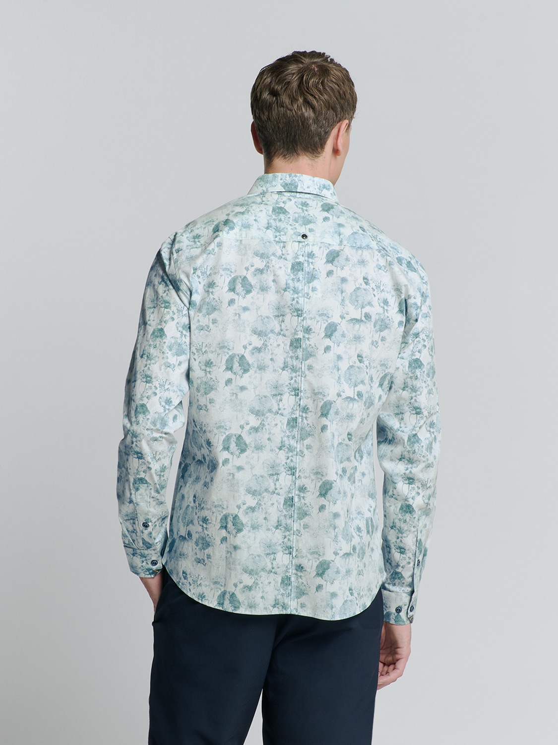 NO EXCESS Langarmhemd »No Excess Stretchhemd mit Print Shirt Stretch Allover Printed«