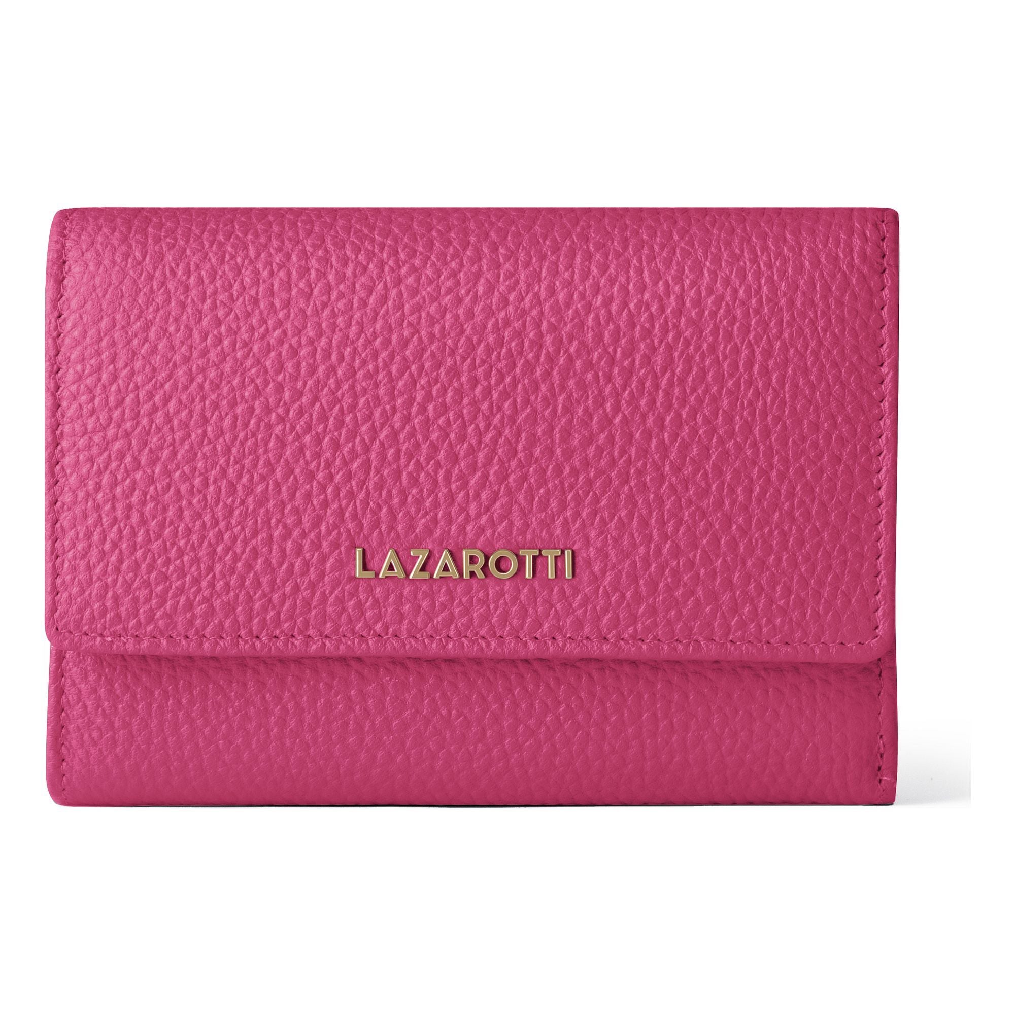 "Geldbörse LAZAROTTI ""Bologna Leather XL Geldbörse mit Zip-Around Fach Leder 14 cm"", Damen, pink, Leder, Kleinlederwaren"