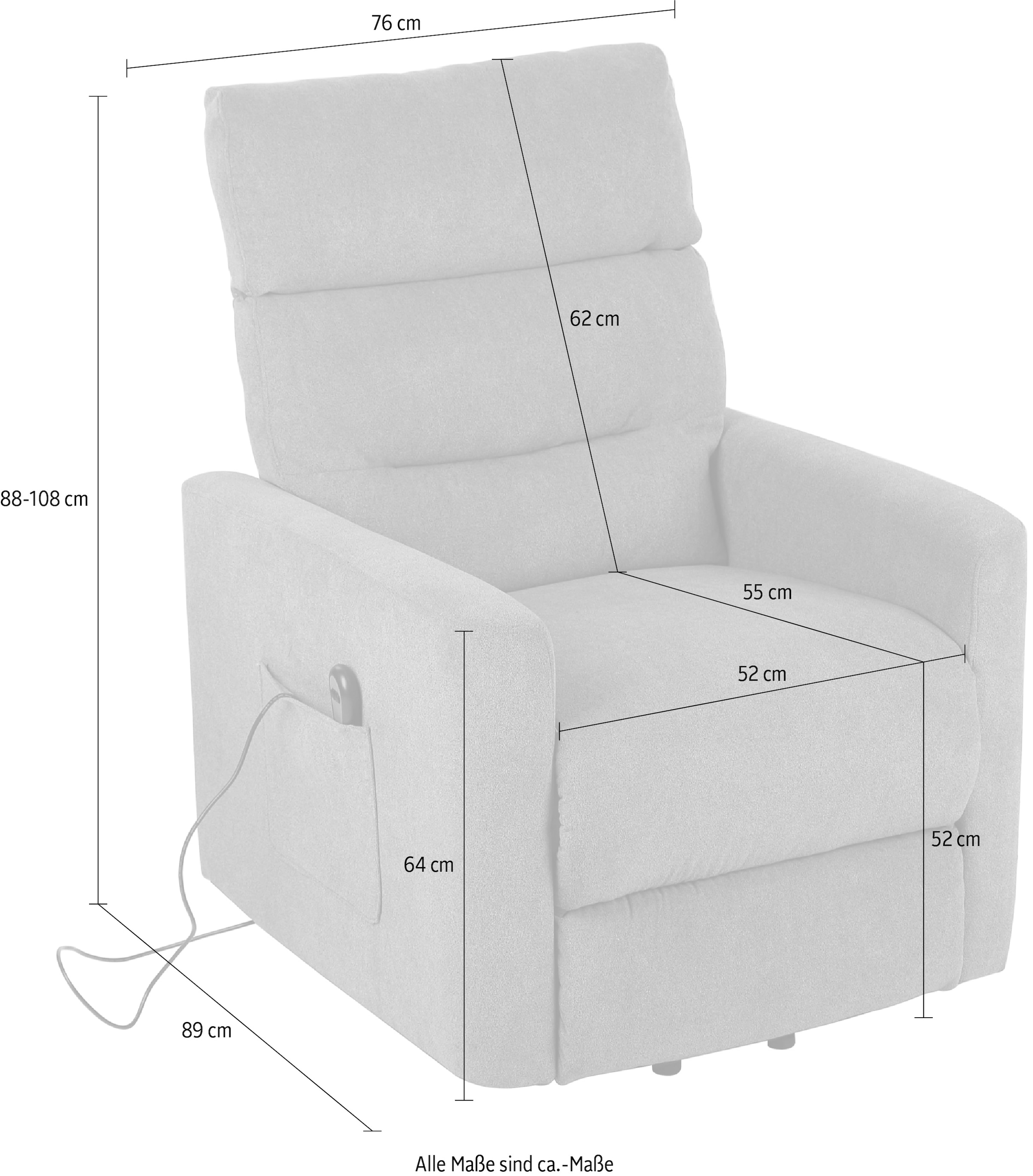 Duo Collection TV-Sessel »Palomas mit eletrischer Aufstehhilfe und Relaxfunktion«, (1 St.), Taschenfederkern mit Stahlwellenunterfederung