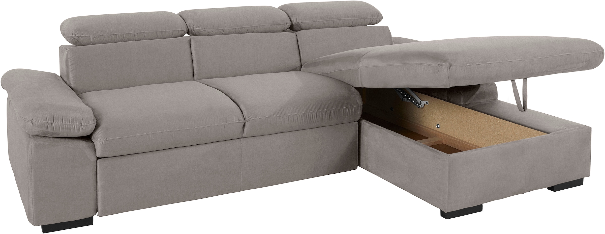 COTTA Ecksofa »Lola L-Form mit Kopfteilfunktion & Hocker«, (Set, mit Hocker), wahlweise mit Bettfunktion, Bettkasten & Armteilverstellung