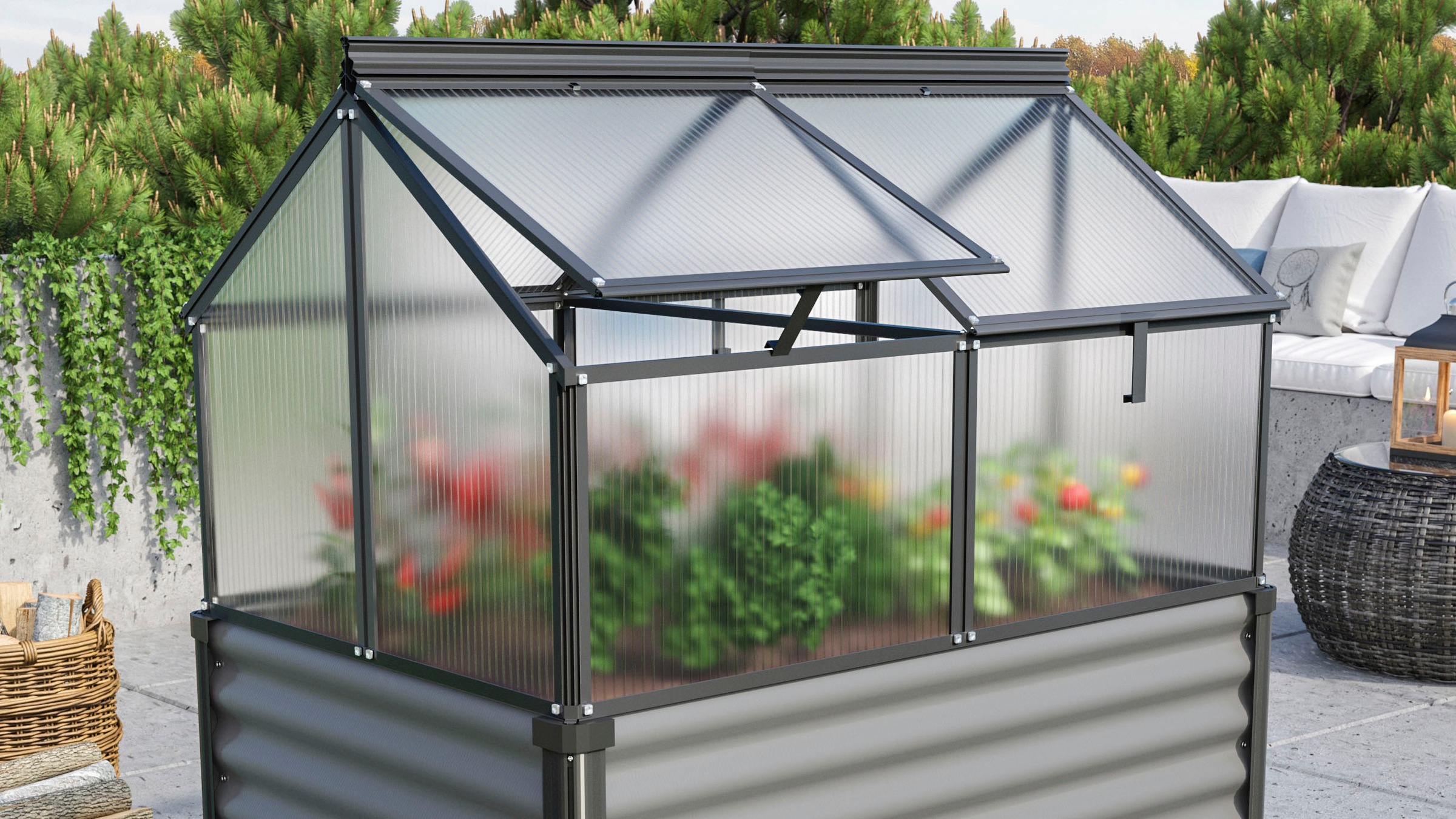Vitavia Frühbeet »Gaia Jumbo«, BxTxH: 83x119x72 cm, HKP 4mm, schwarz