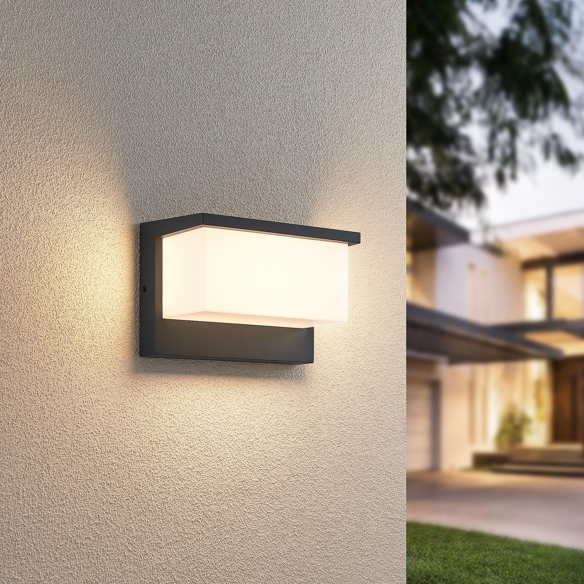 TRIO Leuchten LED Außen-Wandleuchte »NESTOS, Outdoor Wandlampe Hauswand IP54, LED 13W 1300 Lumen 3000 K«, 1 flammig, Leuchtmittel LED-Board | LED fest integriert, LED Wandlampe Garten Terrasse Hauswand, Schirm Kunststoff Breite 23 cm