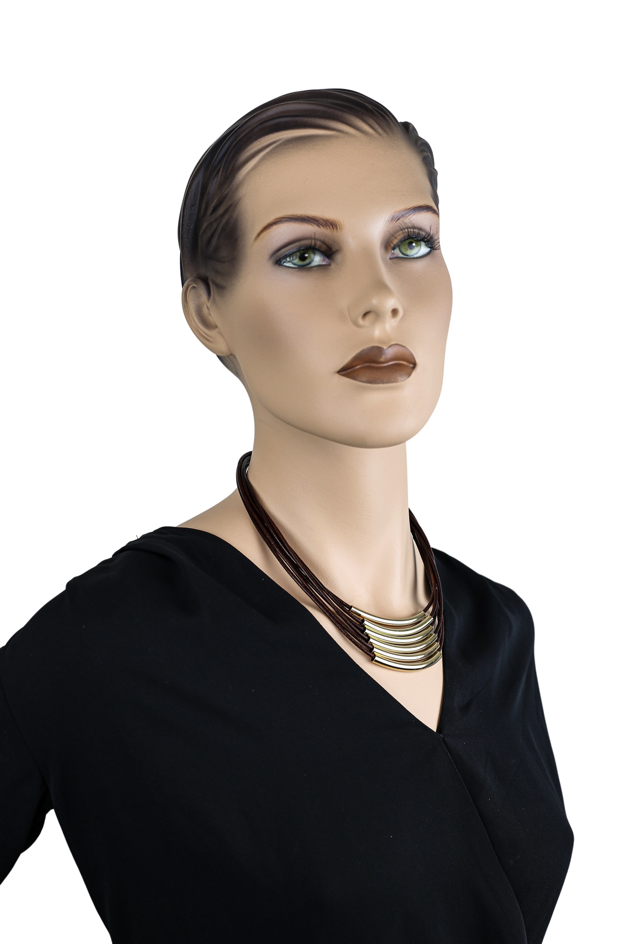 COLLEZIONE ALESSANDRO Kette mit Anhänger »Elenya«, 6-reihige Kette aus feinen Lederbändern