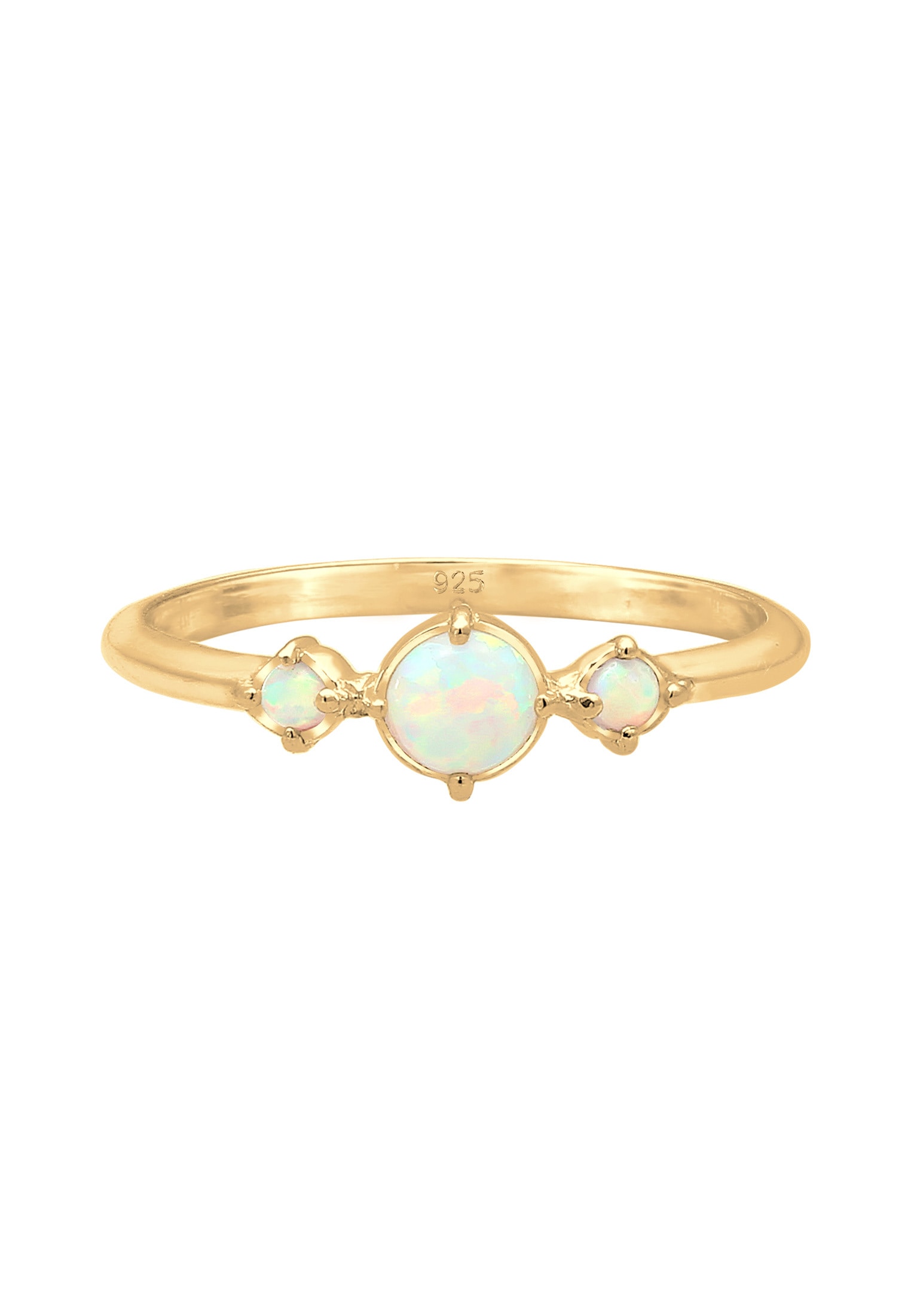 Elli Fingerring »Opal Rund Trio Vintage 925er Silber«