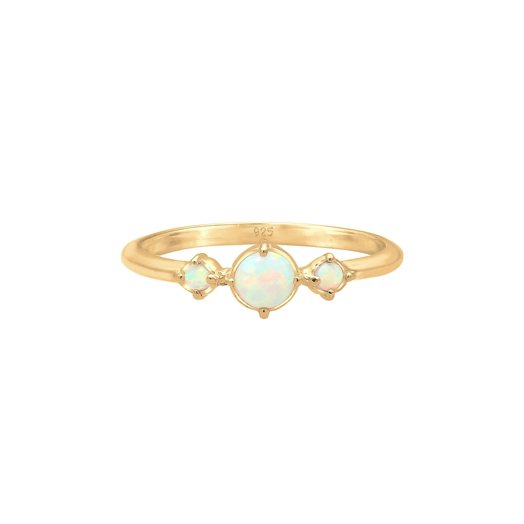 Elli Fingerring »Opal Rund Trio Vintage 925er Silber«