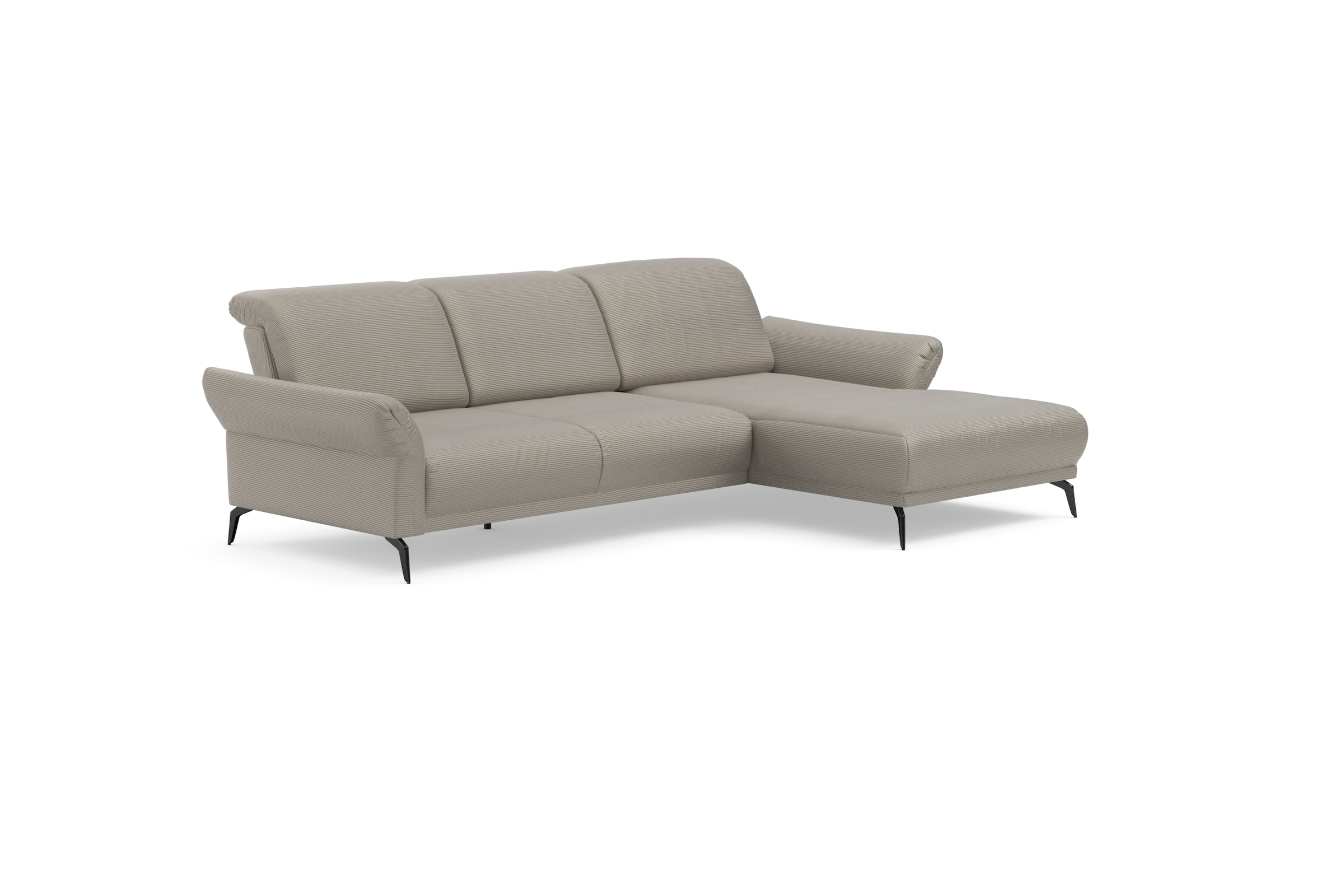 INOSIGN Ecksofa »Coco L-Form«, Sitztiefen-, Arm- und Kopfteilverstellung, Cord-Bezug, Fußhöhe 15 cm