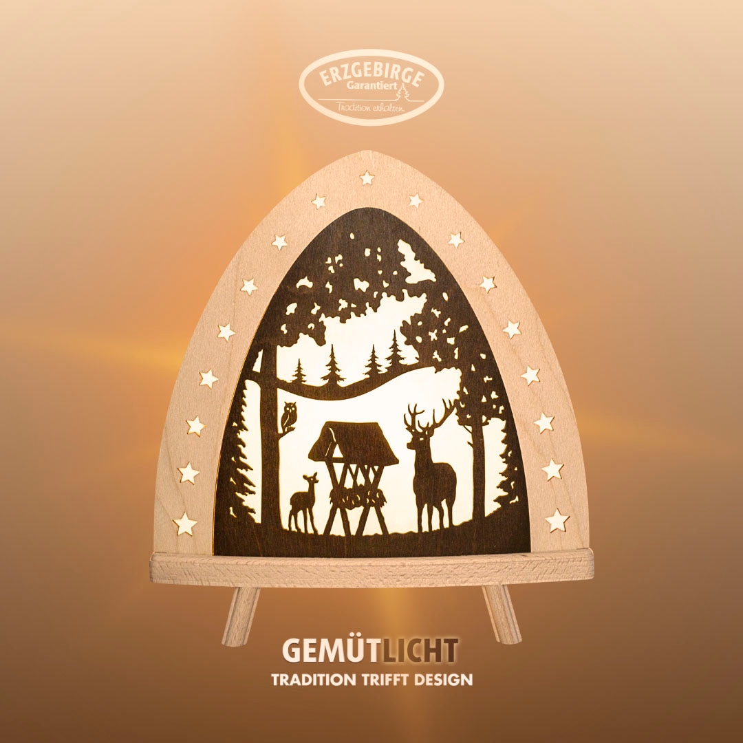 Weigla Lichterbogen "LED Hirsch, Holz Dekolampe, Winterdeko, NATUR-BRAUN, M günstig online kaufen