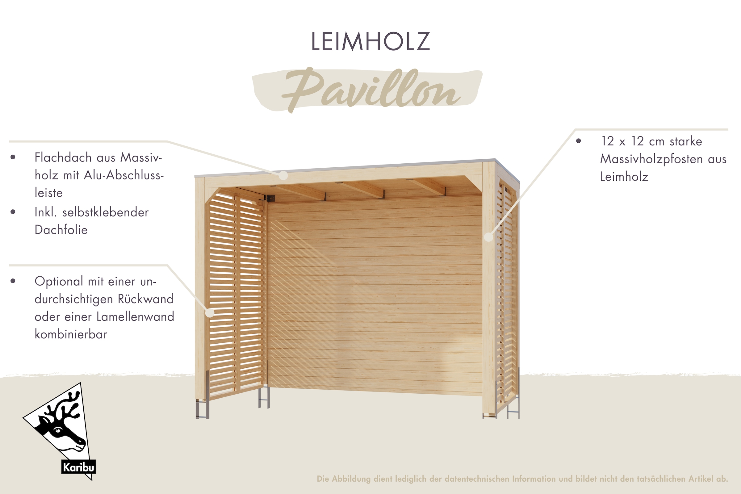 Karibu Pavillon »Gordon«, BxTxH: 320x160x239 cm, ohne Seitenteile und Rückwand