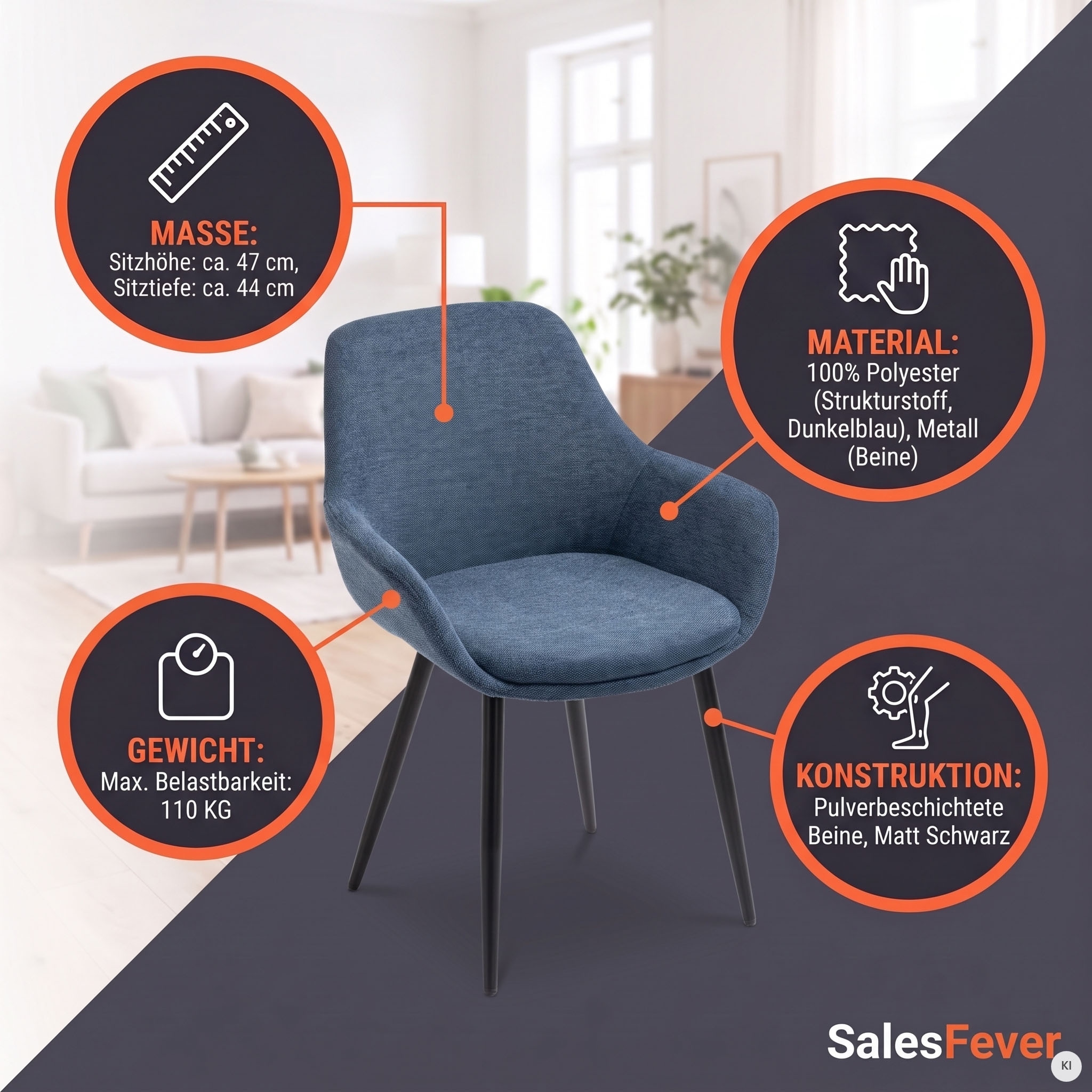 SalesFever Armlehnstuhl »Komfortabler Esszimmerstuhl zum Relaxen« (Set) 2 Stk.