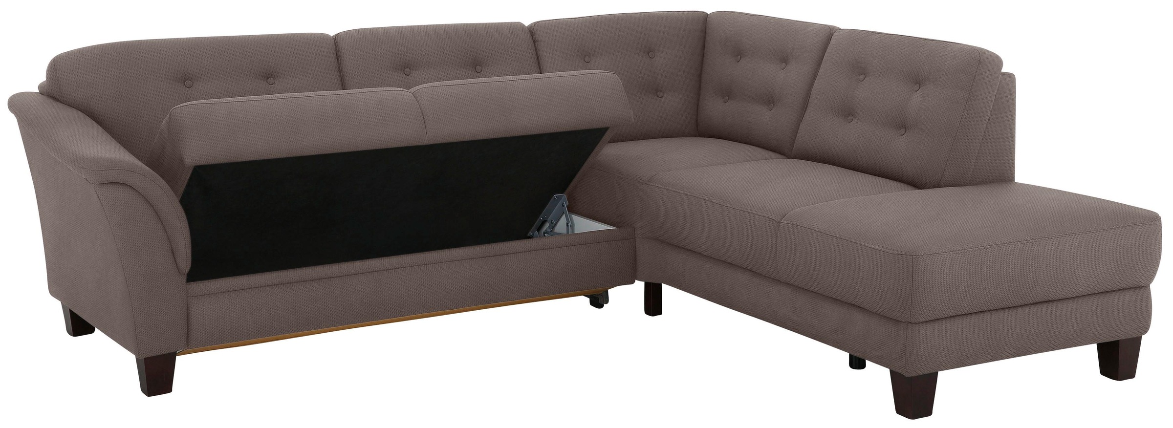 Home affaire Ecksofa »Trondheim L-Form«, mit Federkern und Knopfheftung im Rücken, Füße Buche dunkel
