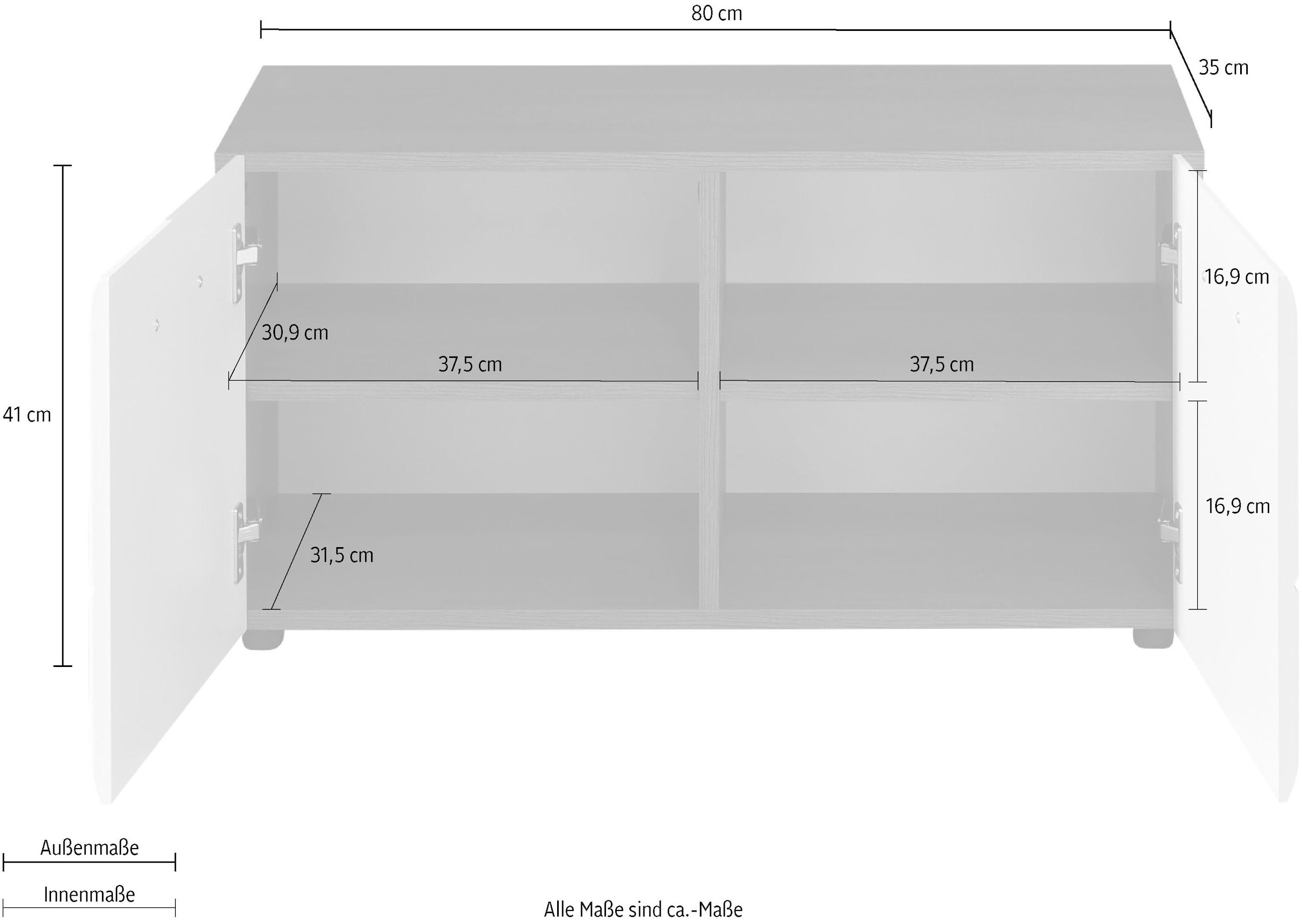 Home affaire Sitzbank »Sovana« Sitzbank mit 2 Türen - (B/T/H) 80/35/41 cm